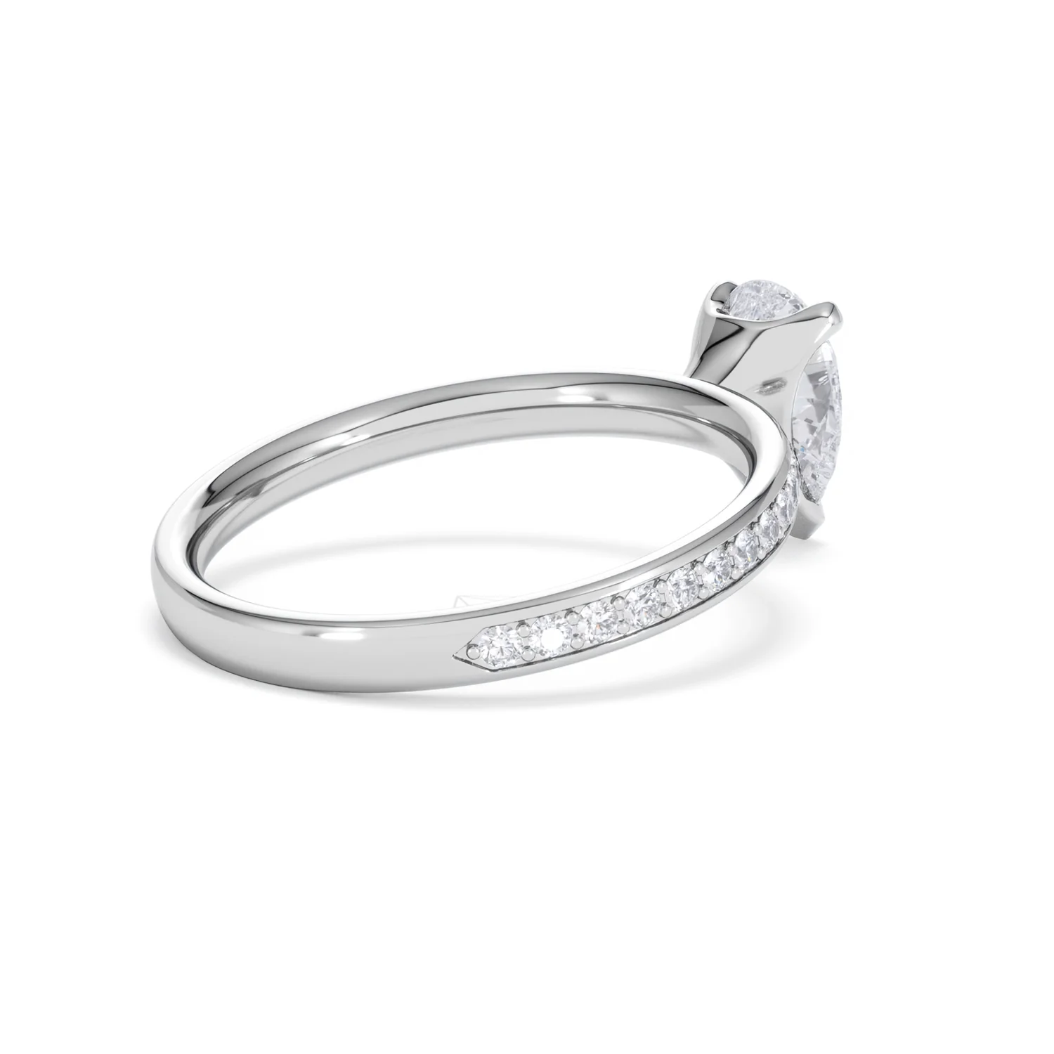 Origin 1.25ct Pear Cut Lab Diamond Solitaire Engagement Ring with Side Stones in 18K White Gold - Image 36