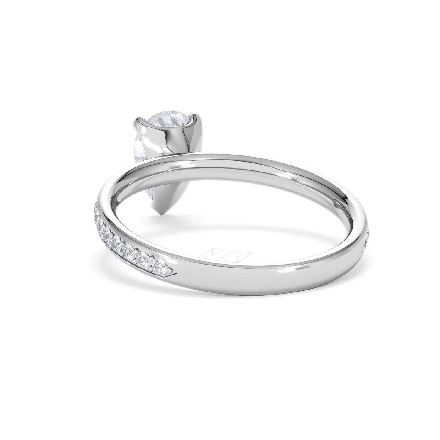 Origin 1.25ct Pear Cut Lab Diamond Solitaire Engagement Ring with Side Stones in 18K White Gold - Image 52