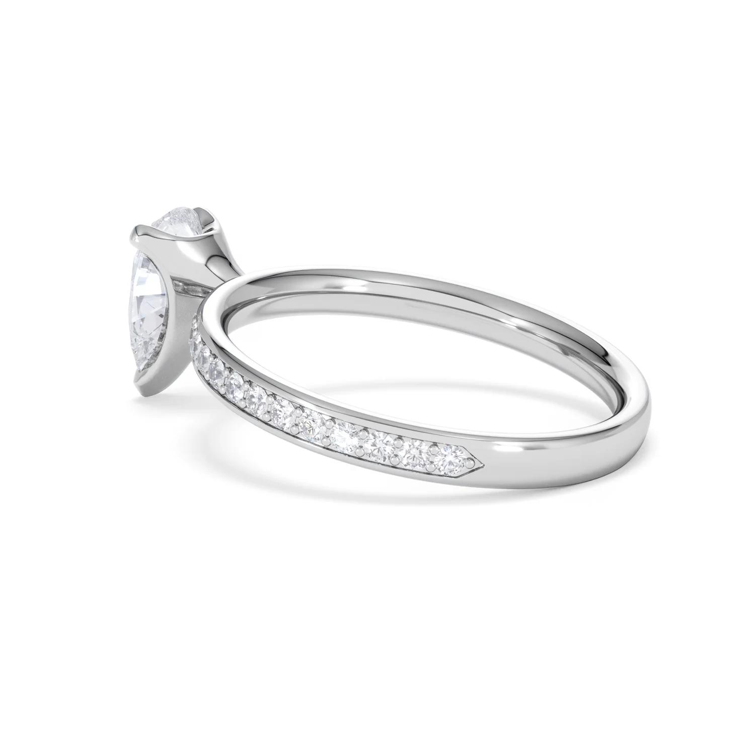 Origin 1.25ct Pear Cut Lab Diamond Solitaire Engagement Ring with Side Stones in 18K White Gold - Image 60