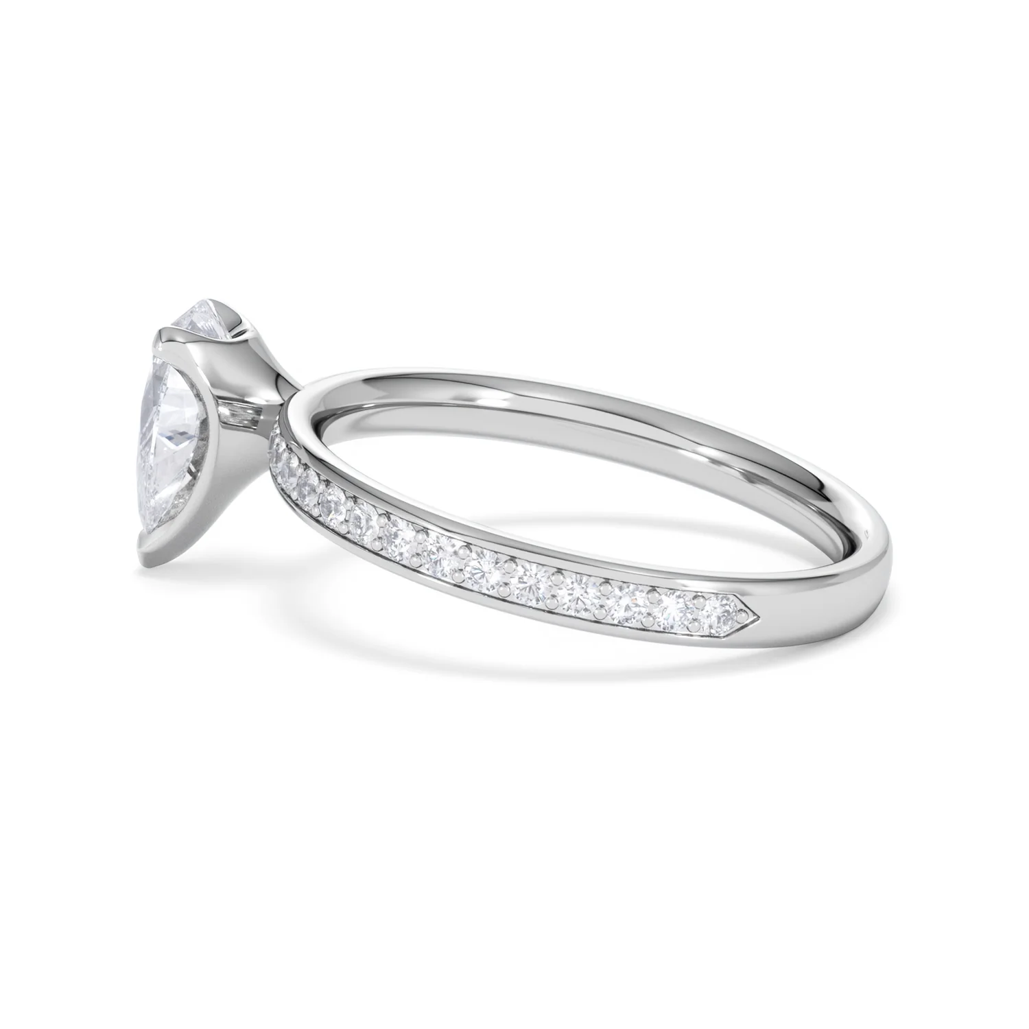 Origin 1.25ct Pear Cut Lab Diamond Solitaire Engagement Ring with Side Stones in 18K White Gold - Image 64