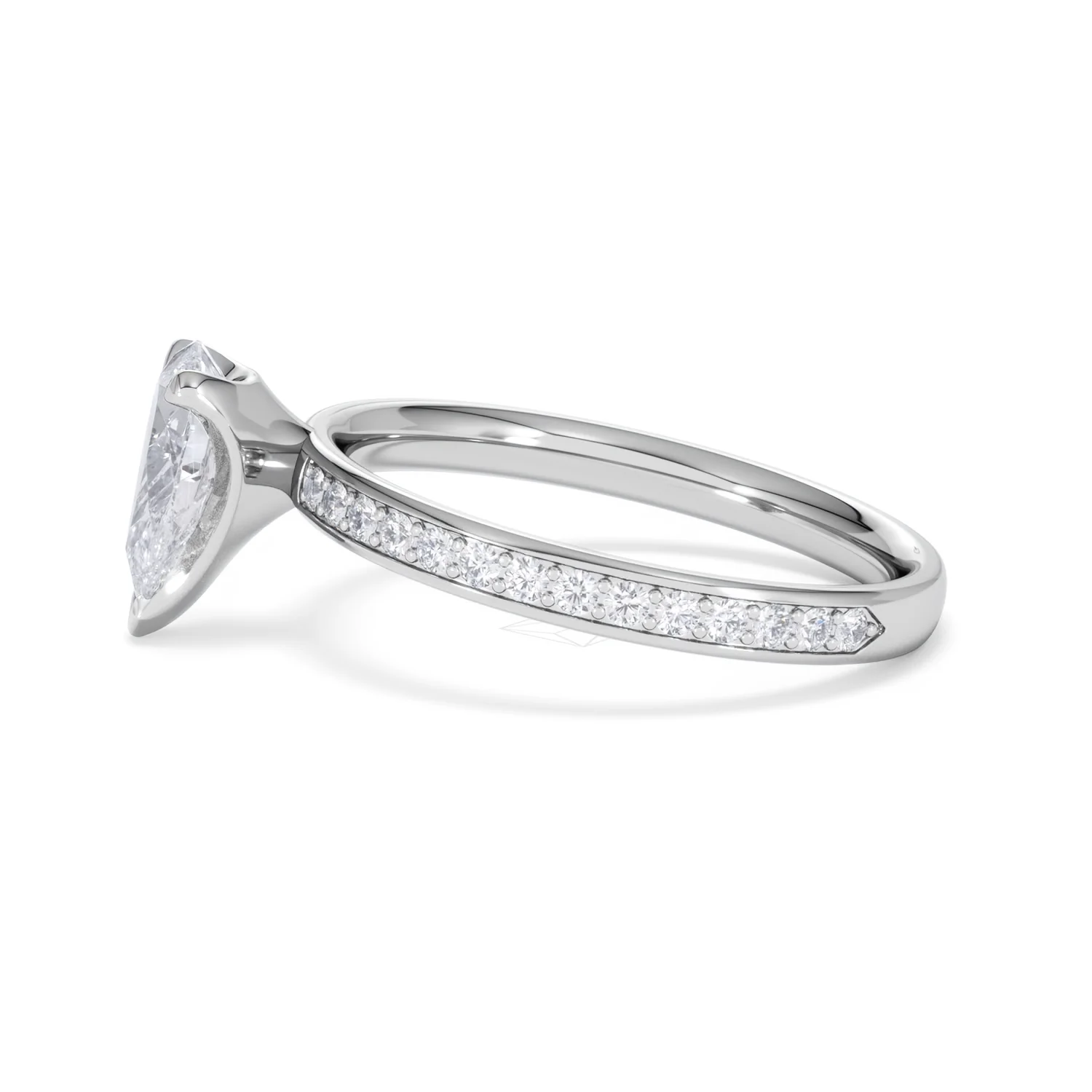Origin 1.25ct Pear Cut Lab Diamond Solitaire Engagement Ring with Side Stones in 18K White Gold - Image 68