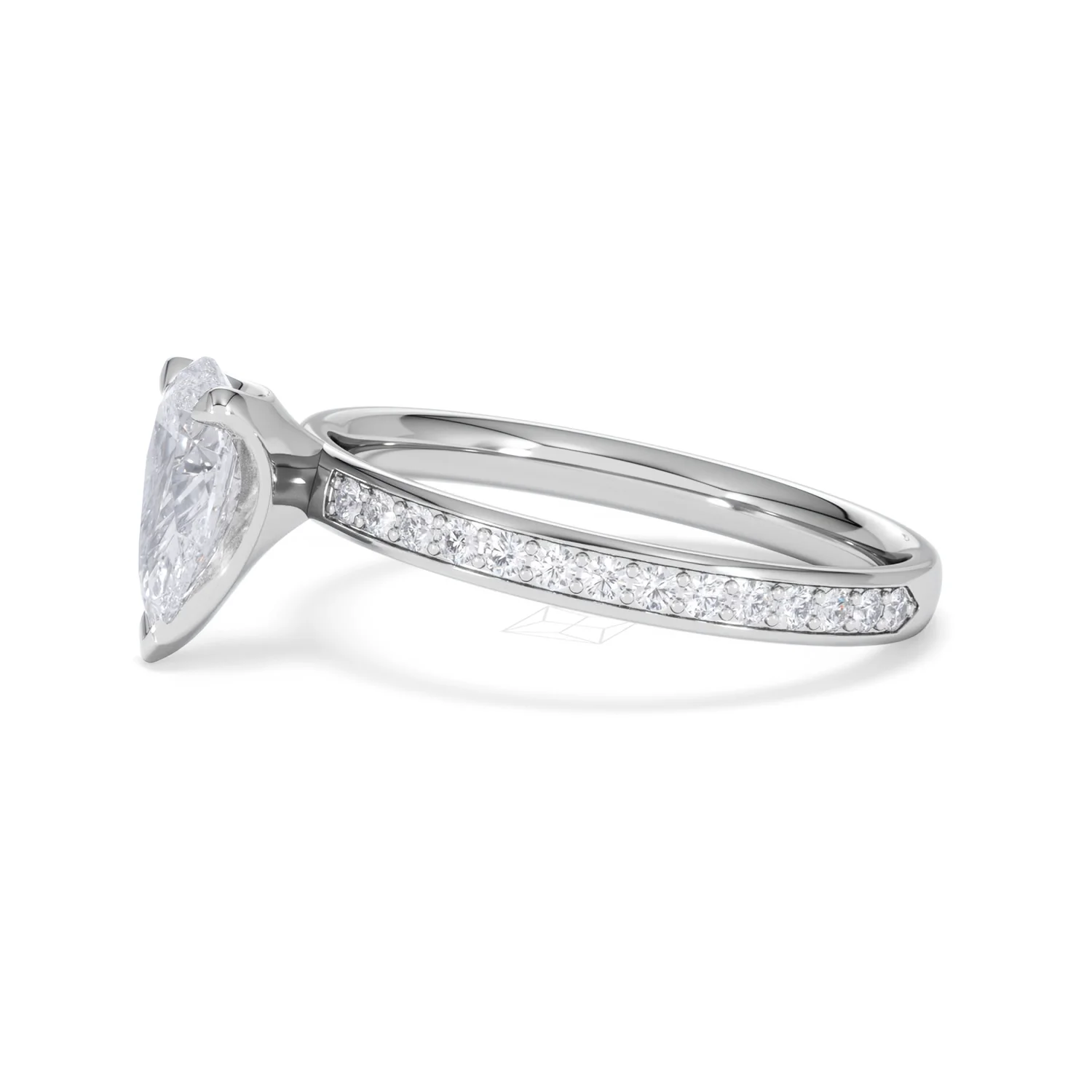 Origin 1.25ct Pear Cut Lab Diamond Solitaire Engagement Ring with Side Stones in 18K White Gold - Image 71