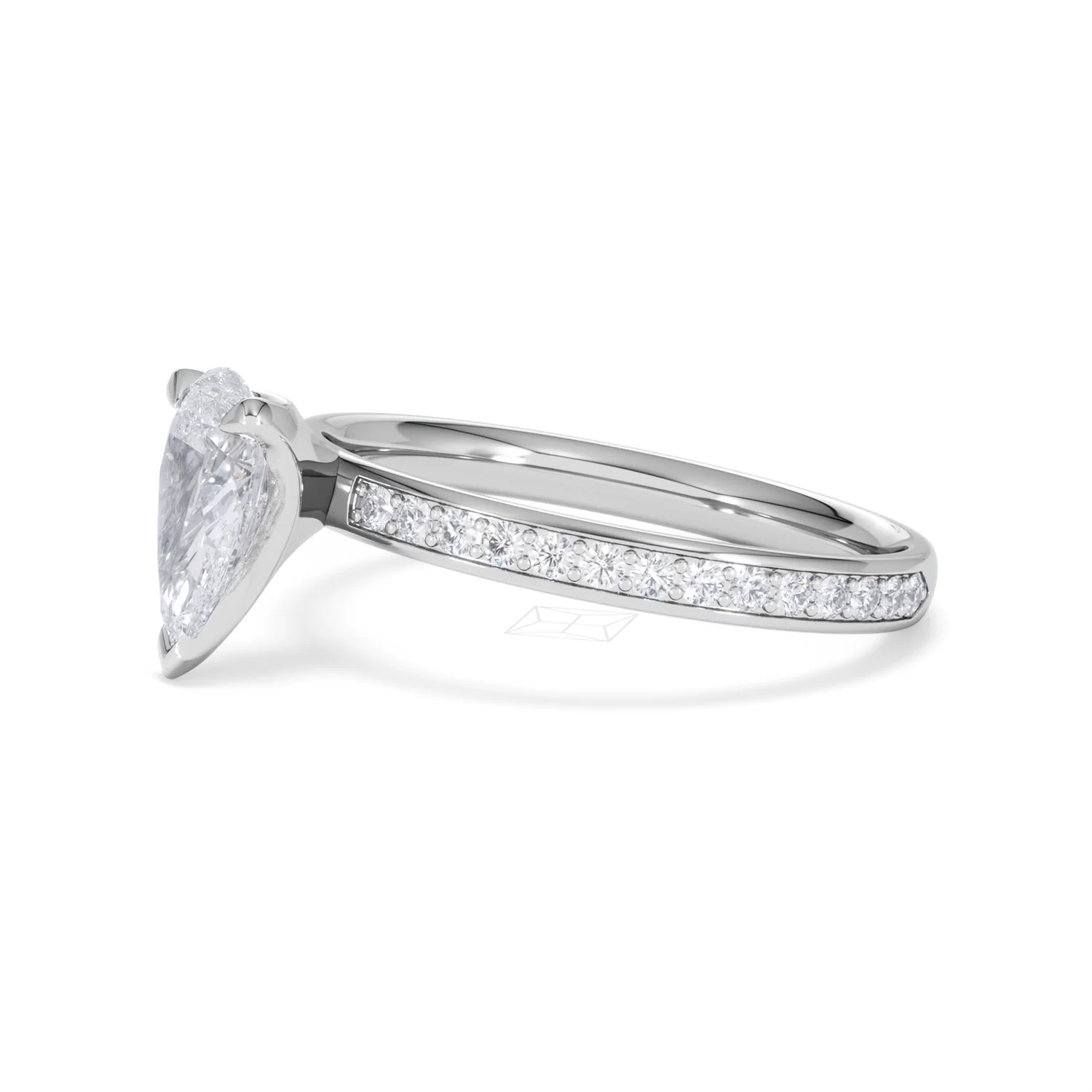 Origin 1.25ct Pear Cut Lab Diamond Solitaire Engagement Ring with Side Stones in 18K White Gold - Image 73