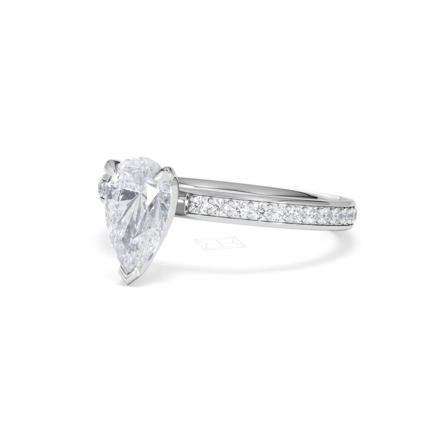 Origin 1.25ct Pear Cut Lab Diamond Solitaire Engagement Ring with Side Stones in 18K White Gold - Image 80