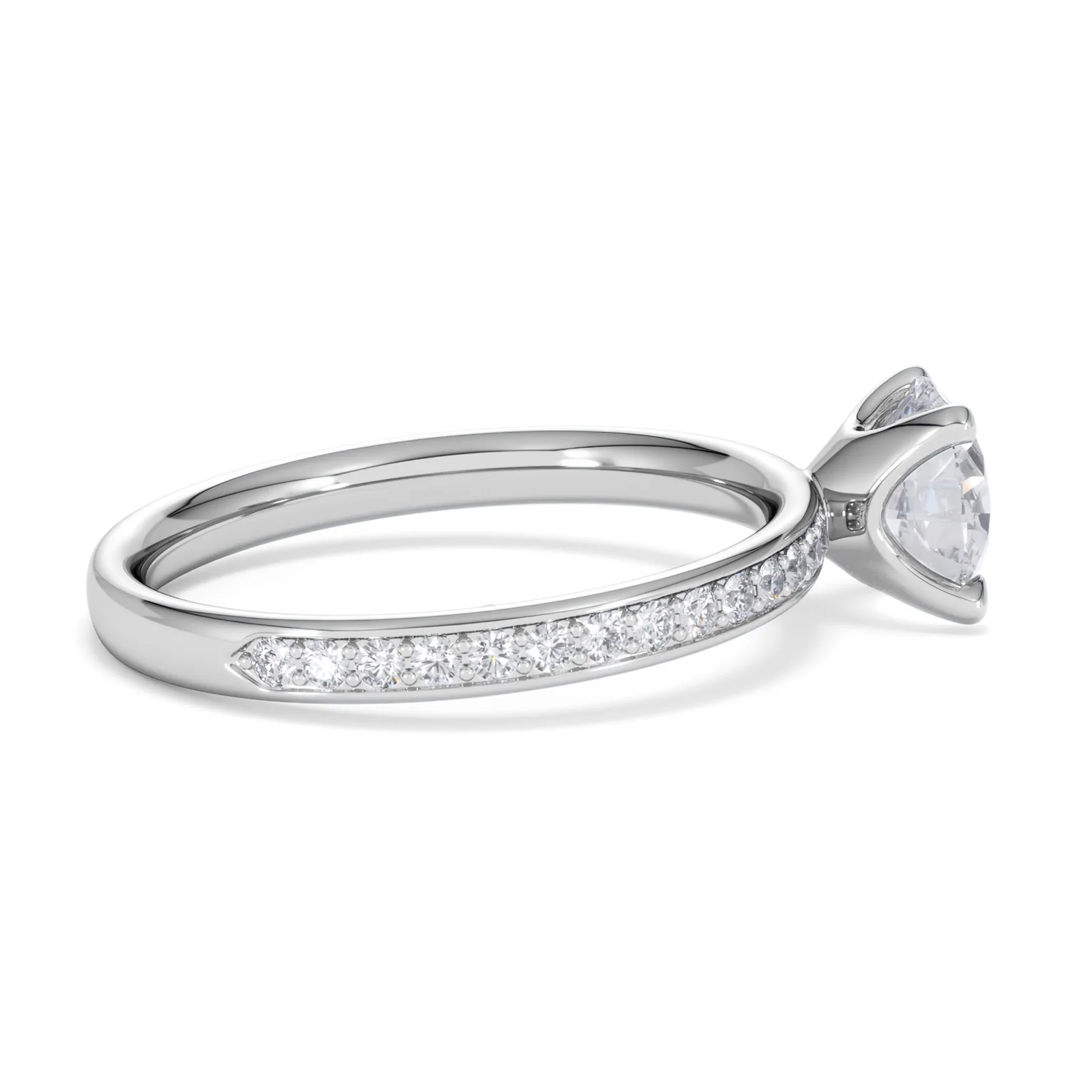 Origin 1.25ct Round Cut Lab Diamond Solitaire Engagement Ring with Side Stones in Platinum - Image 29
