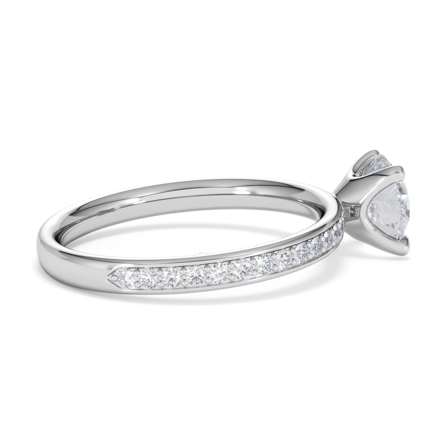 Origin 1.25ct Round Cut Lab Diamond Solitaire Engagement Ring with Side Stones in Platinum - Image 30