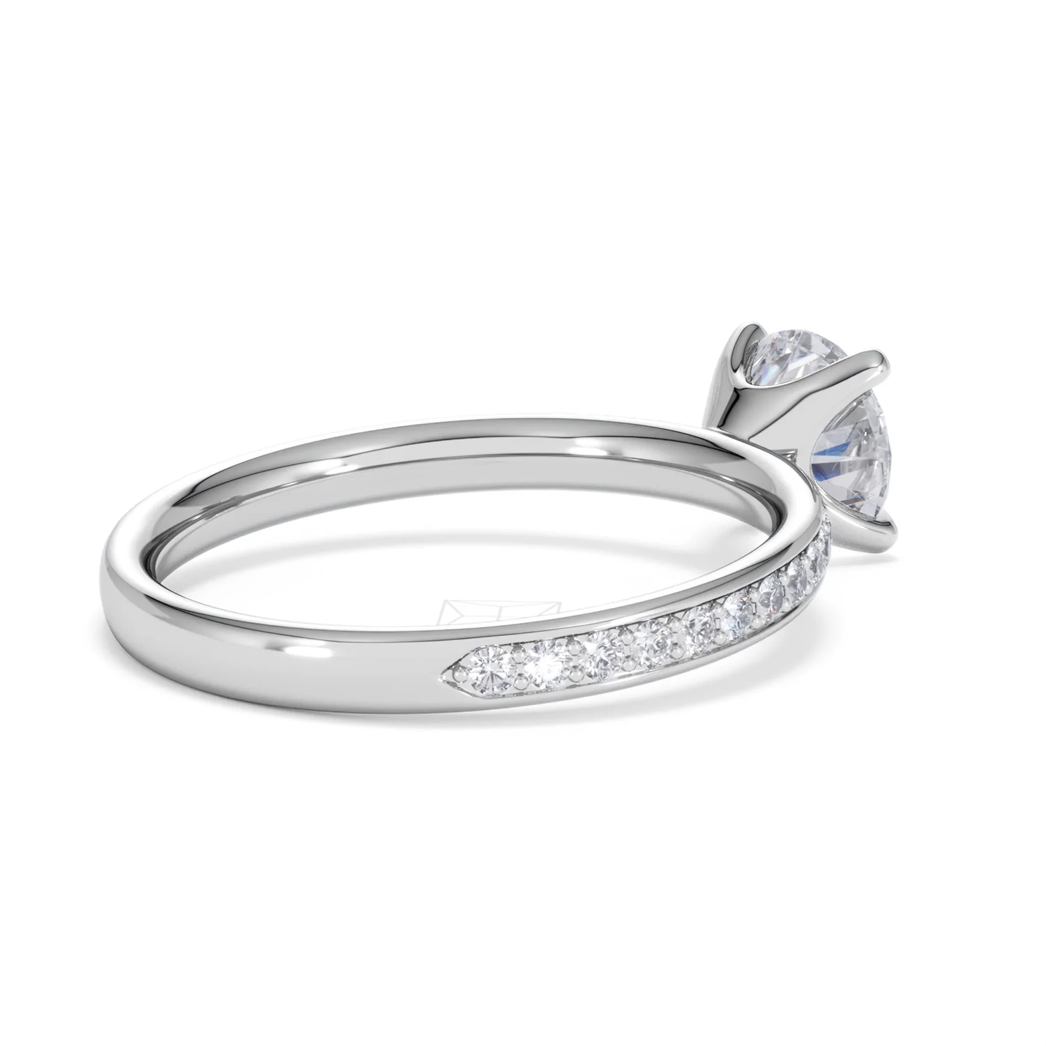 Origin 1.25ct Round Cut Lab Diamond Solitaire Engagement Ring with Side Stones in Platinum - Image 36