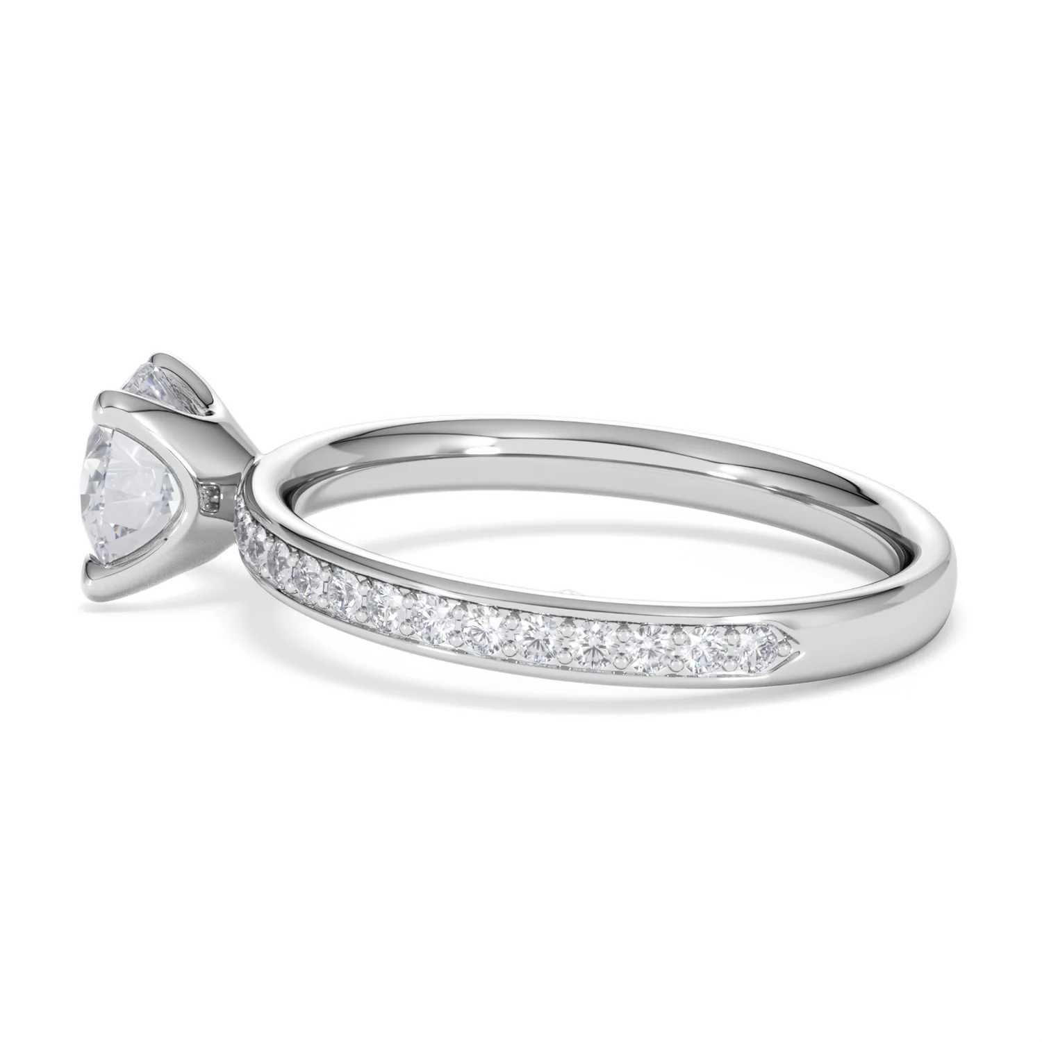 Origin 1.25ct Round Cut Lab Diamond Solitaire Engagement Ring with Side Stones in Platinum - Image 64