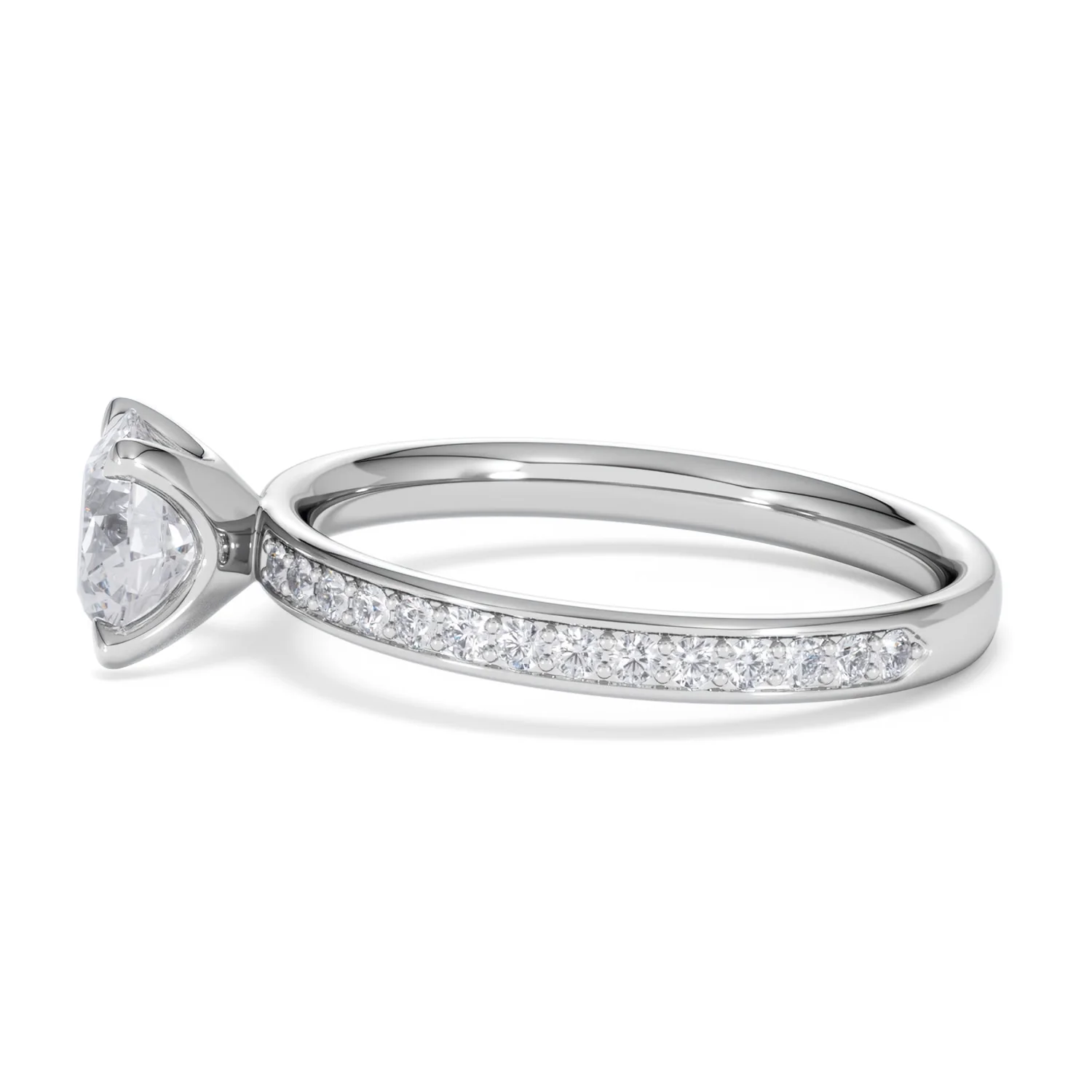 Origin 1.25ct Round Cut Lab Diamond Solitaire Engagement Ring with Side Stones in Platinum - Image 68