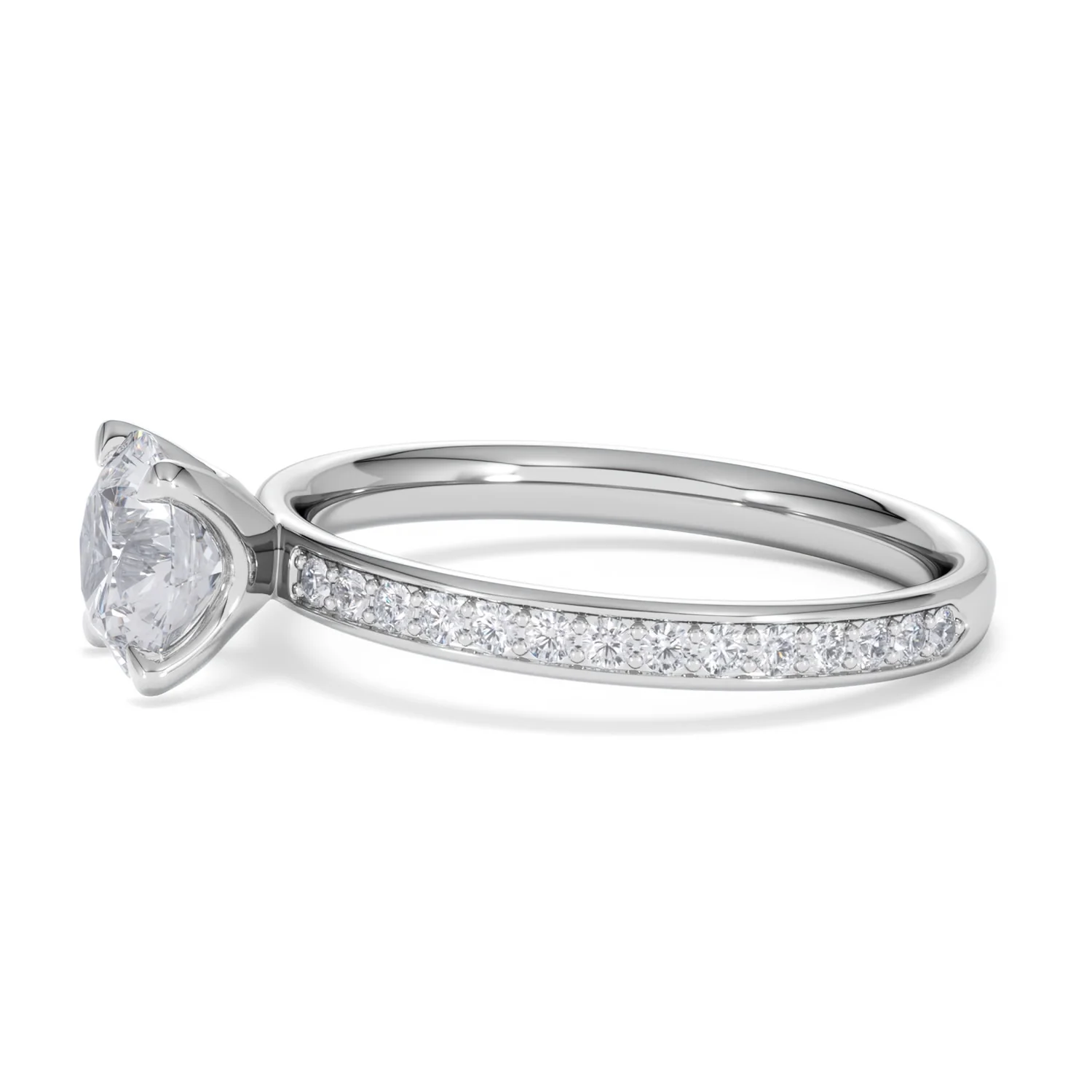 Origin 1.25ct Round Cut Lab Diamond Solitaire Engagement Ring with Side Stones in Platinum - Image 71