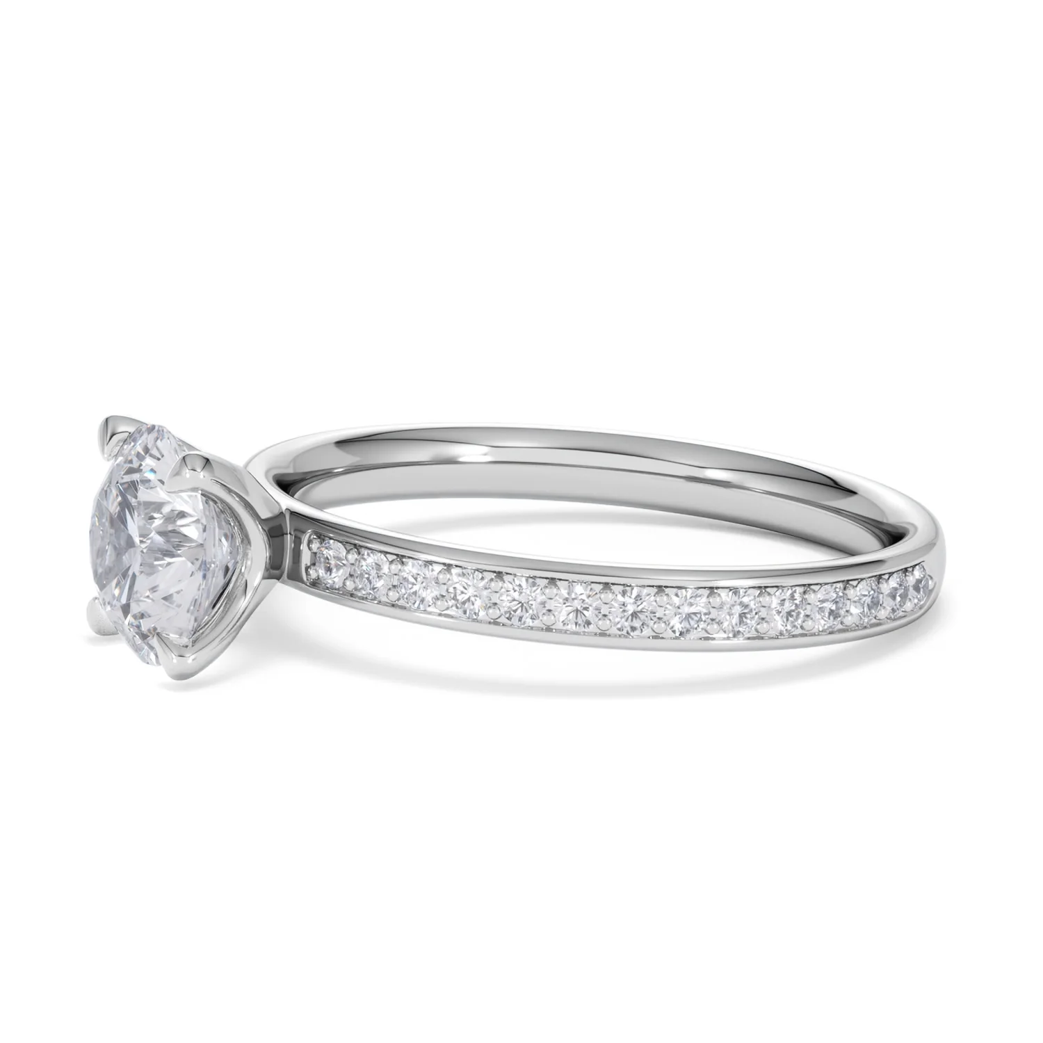 Origin 1.25ct Round Cut Lab Diamond Solitaire Engagement Ring with Side Stones in Platinum - Image 73