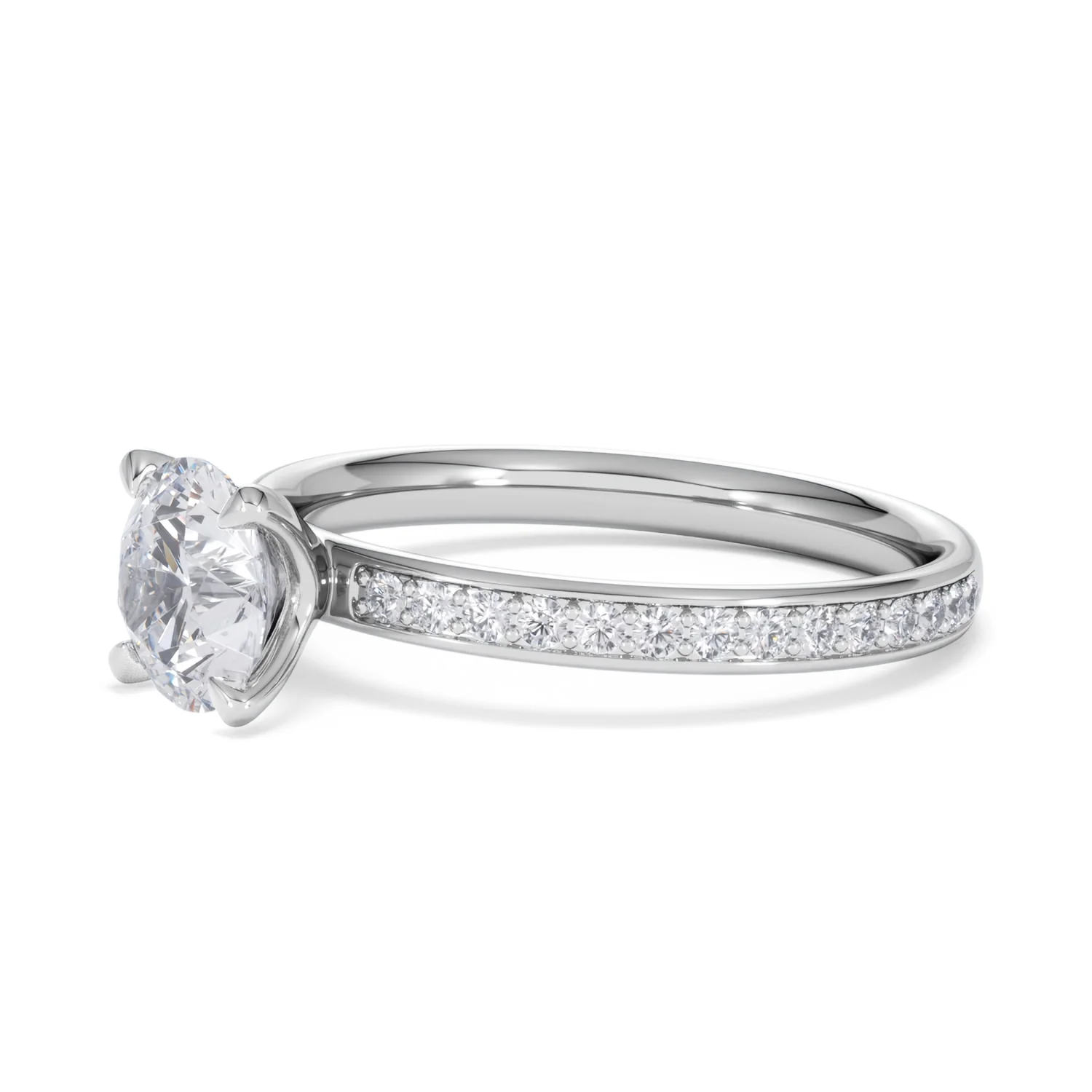 Origin 1.25ct Round Cut Lab Diamond Solitaire Engagement Ring with Side Stones in Platinum - Image 75