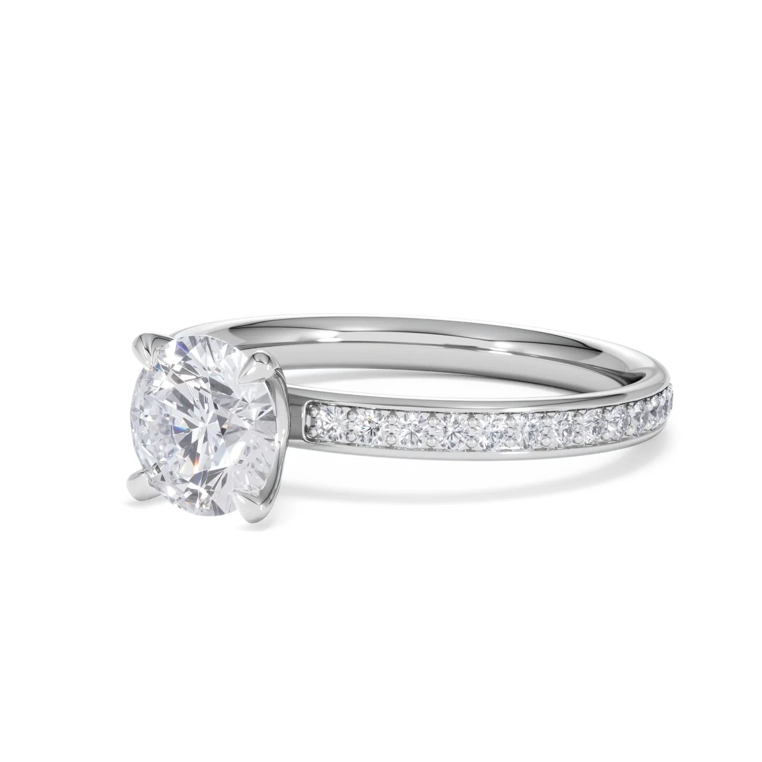Origin 1.25ct Round Cut Lab Diamond Solitaire Engagement Ring with Side Stones in Platinum - Image 79