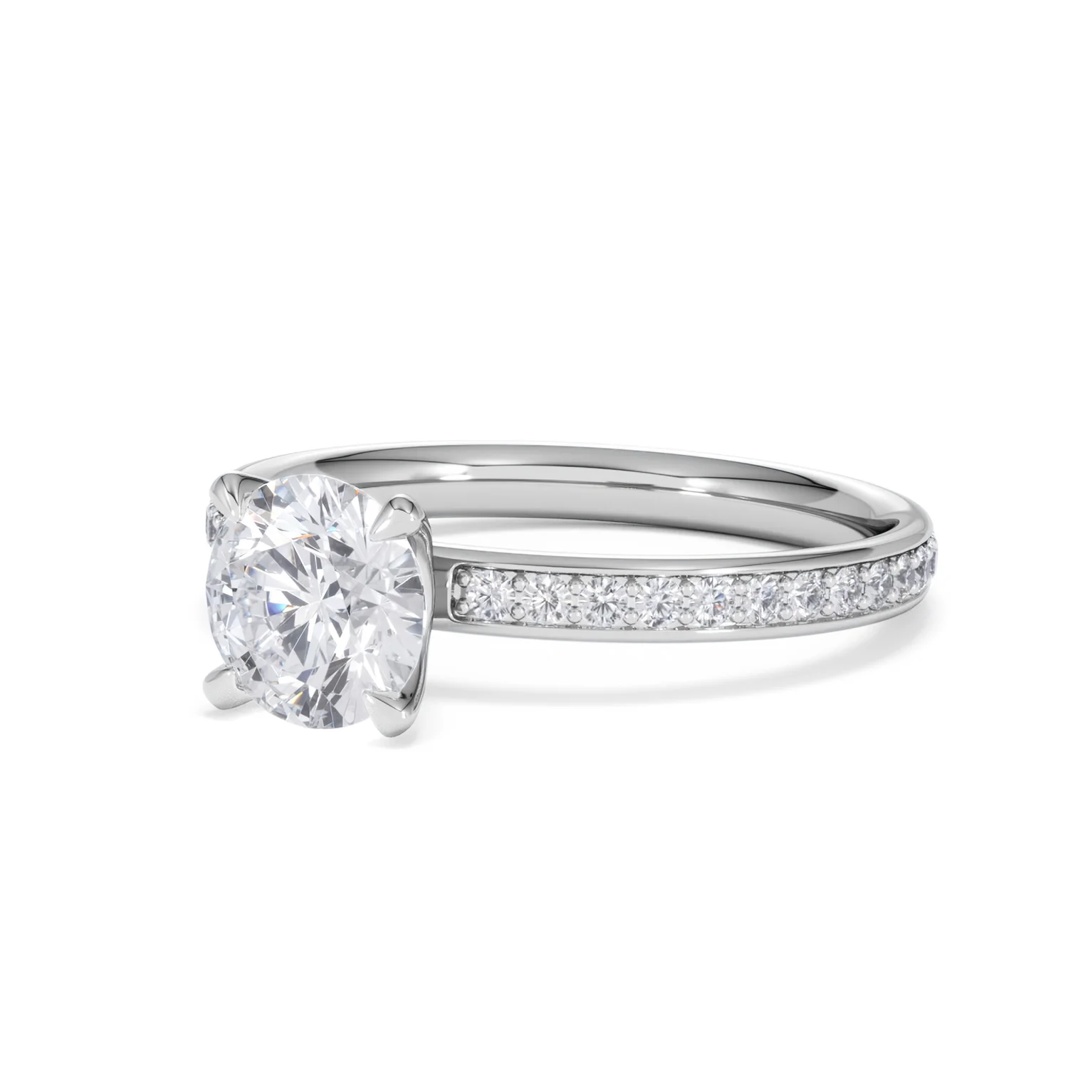 Origin 1.25ct Round Cut Lab Diamond Solitaire Engagement Ring with Side Stones in Platinum - Image 80