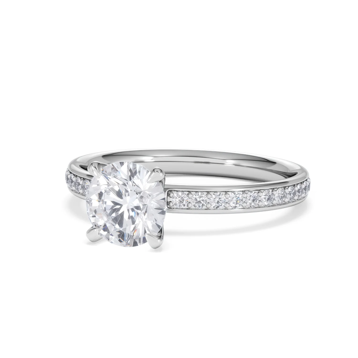 Origin 1.25ct Round Cut Lab Diamond Solitaire Engagement Ring with Side Stones in Platinum - Image 82