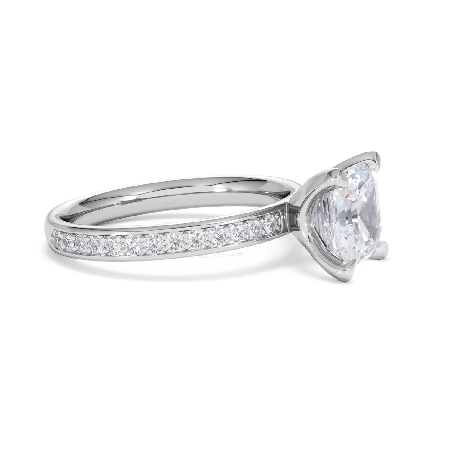 Origin 2.25ct Asscher Cut Lab Diamond Solitaire Engagement Ring with Side Stones in Platinum - Image 21