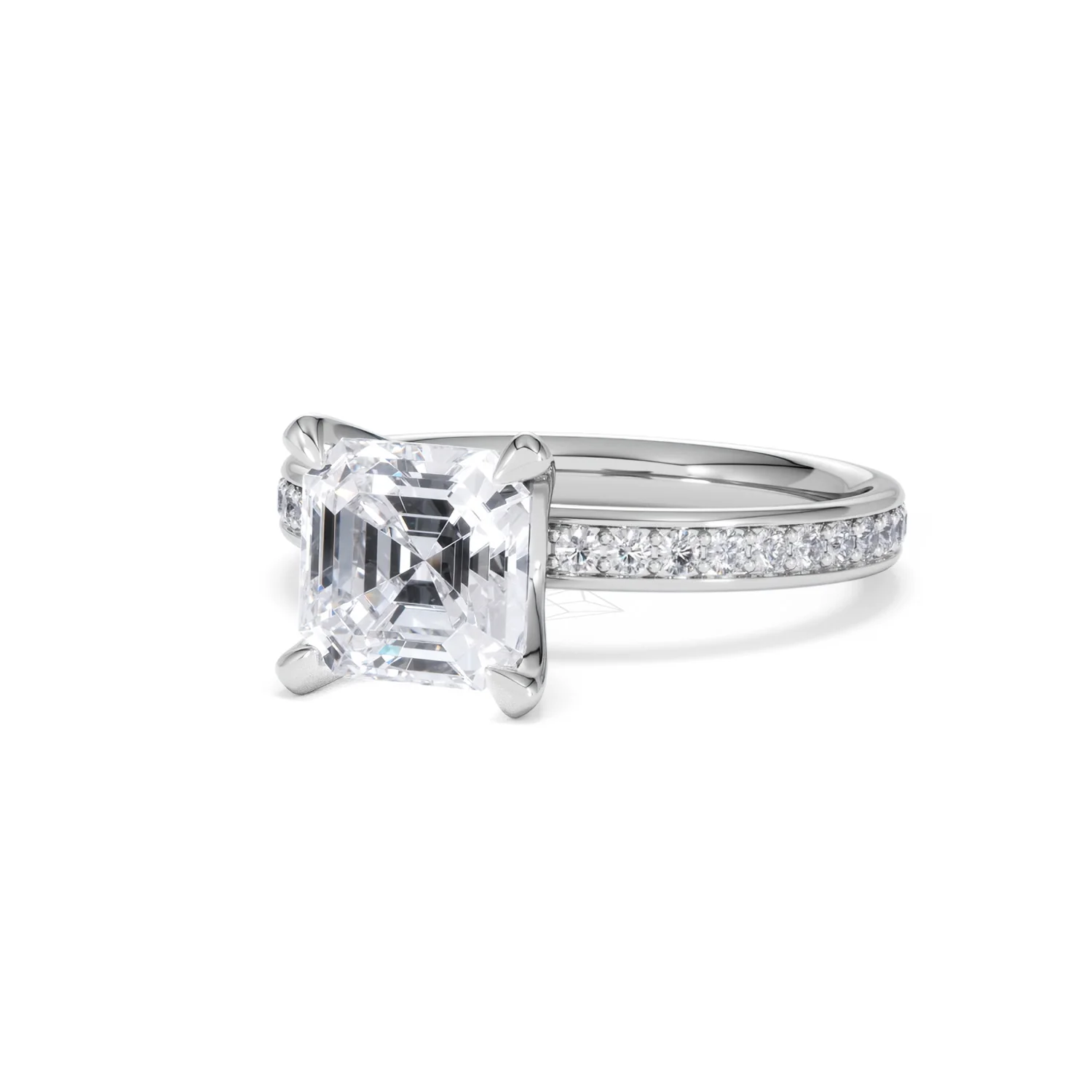 Origin 2.25ct Asscher Cut Lab Diamond Solitaire Engagement Ring with Side Stones in Platinum - Image 82