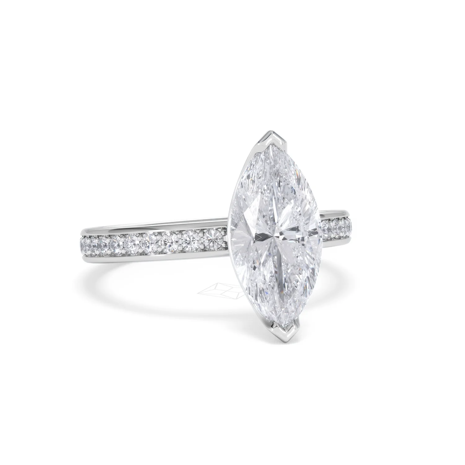 Origin 2.25ct Marquise Cut Lab Diamond Solitaire Engagement Ring with Side Stones in 18K White Gold - Image 11