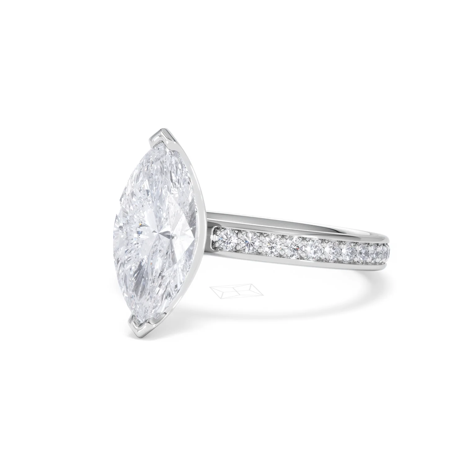 Origin 2.25ct Marquise Cut Lab Diamond Solitaire Engagement Ring with Side Stones in 18K White Gold - Image 80