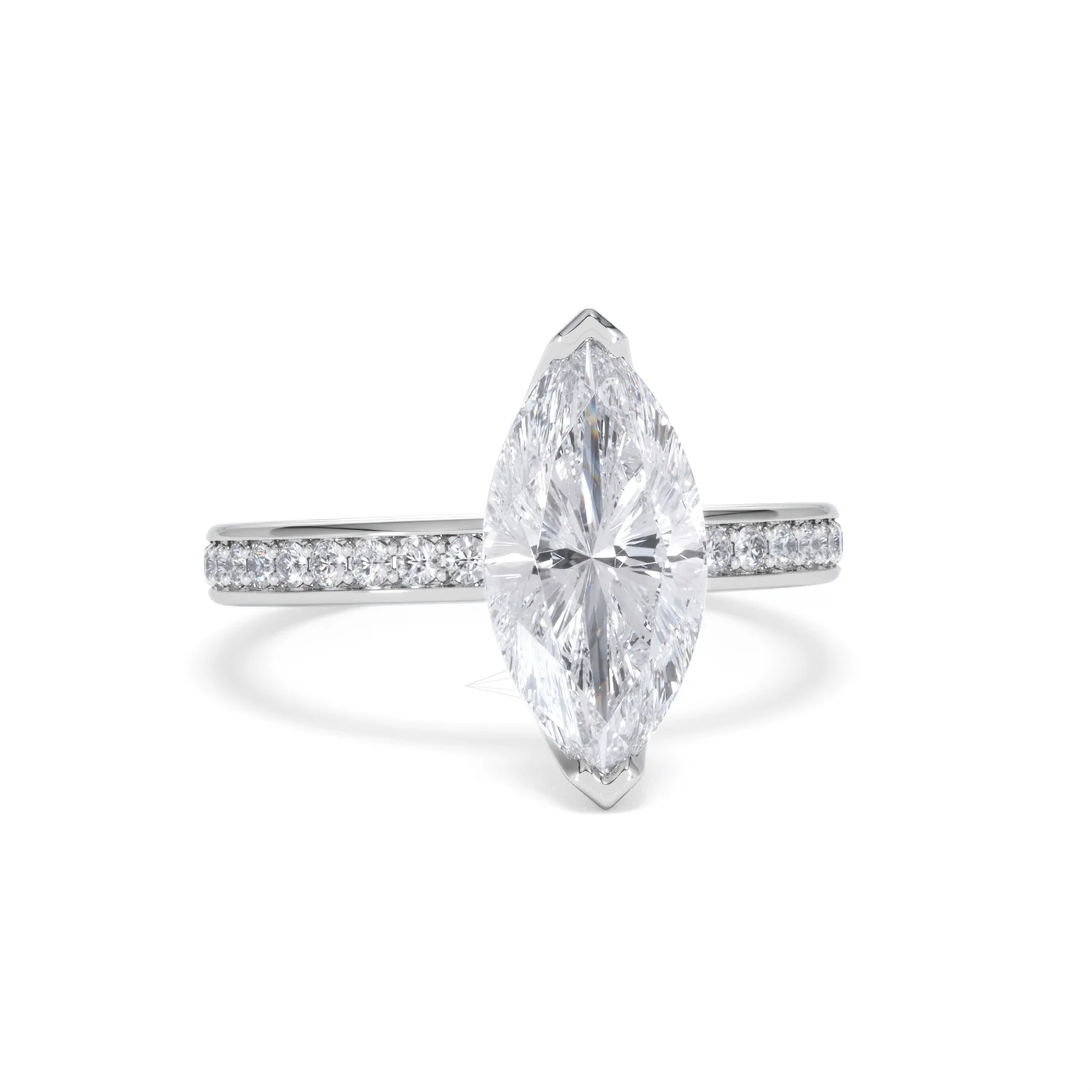 Origin 2.25ct Marquise Cut Lab Diamond Solitaire Engagement Ring with Side Stones in 18K White Gold - Image 9