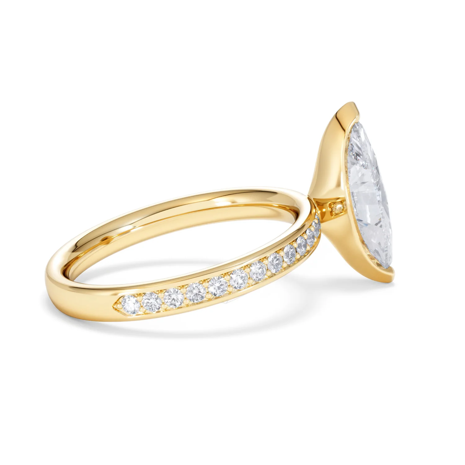 Origin 2.25ct Marquise Cut Lab Diamond Solitaire Engagement Ring with Side Stones in 18K Yellow Gold - Image 30