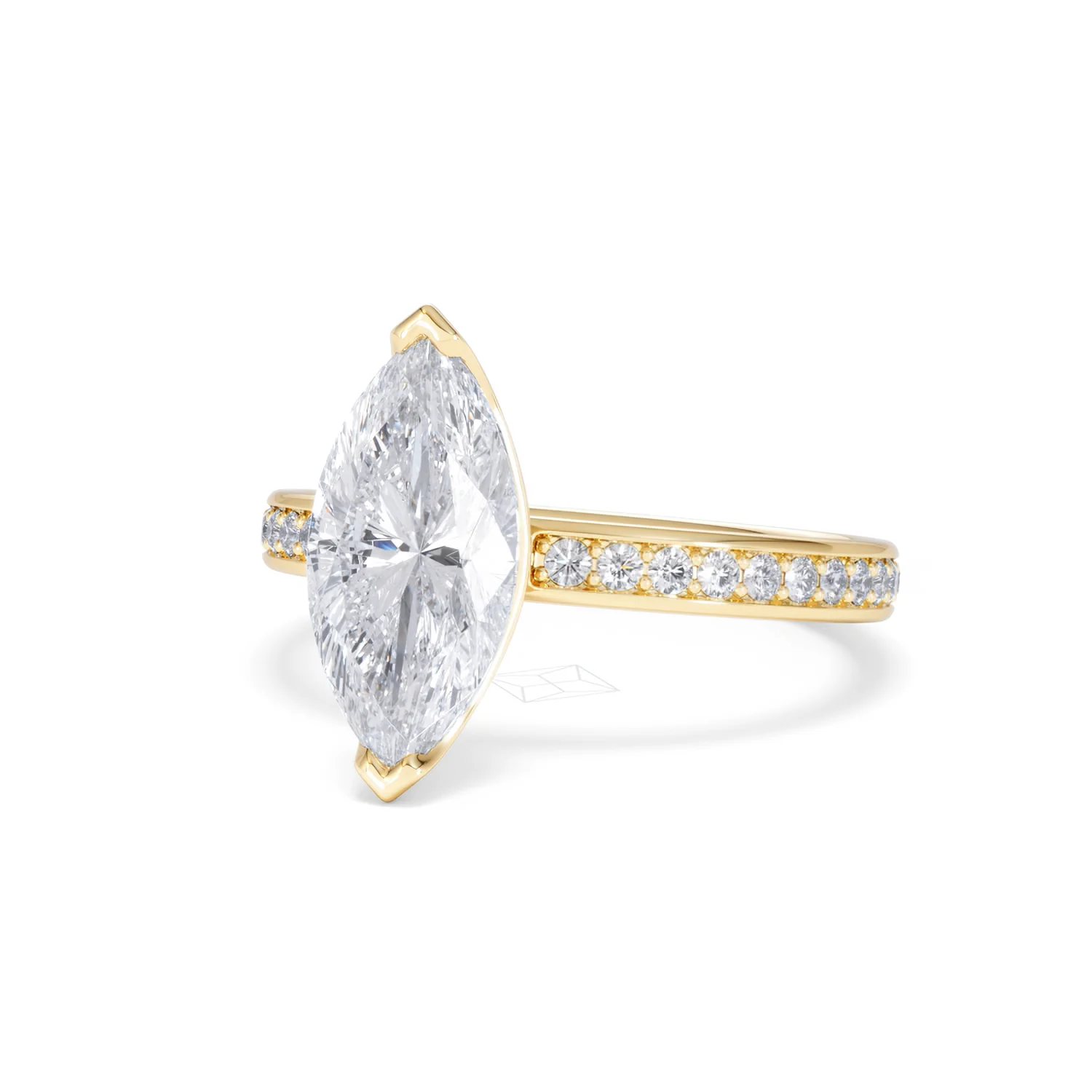 Origin 2.25ct Marquise Cut Lab Diamond Solitaire Engagement Ring with Side Stones in 18K Yellow Gold - Image 82