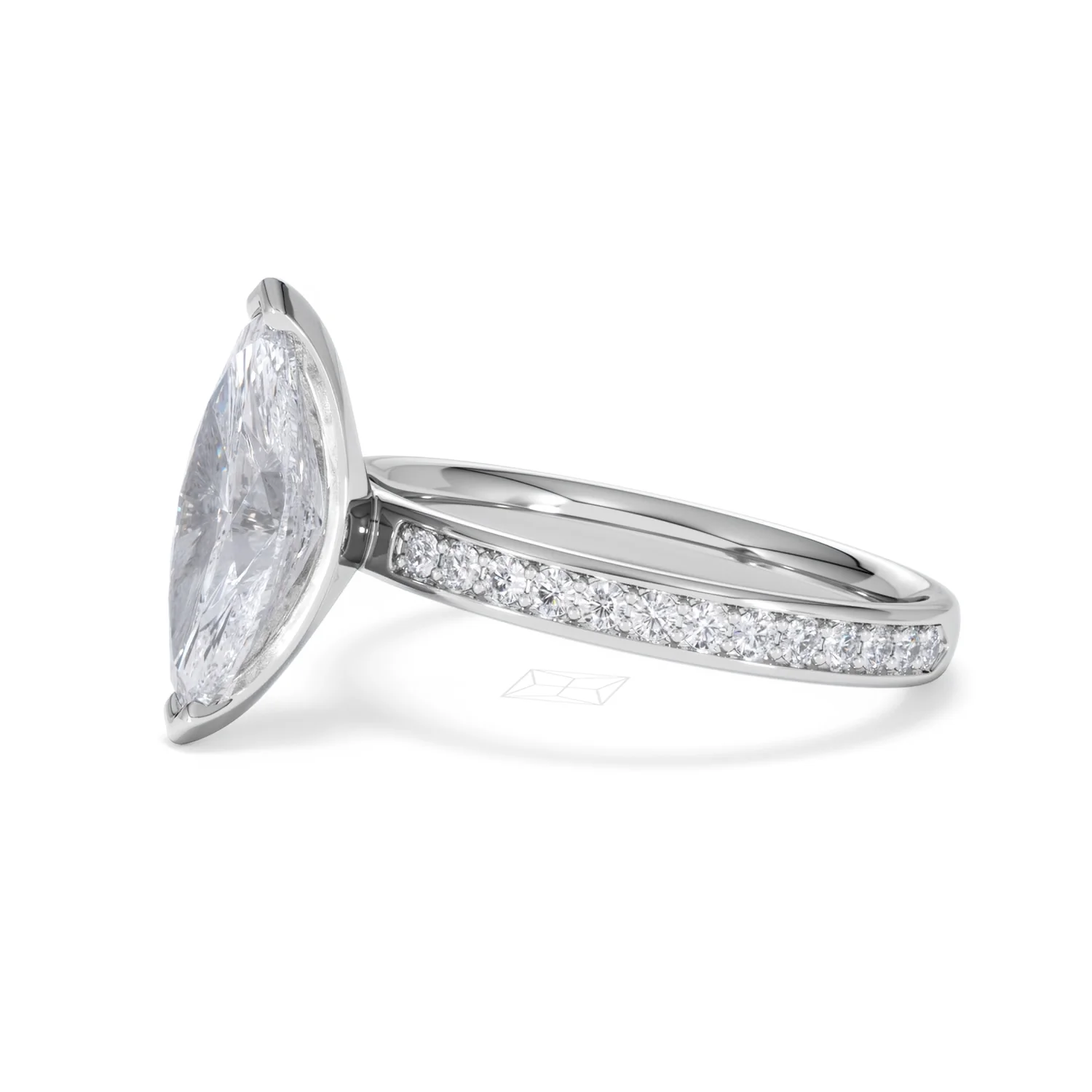 Origin 2.25ct Marquise Cut Lab Diamond Solitaire Engagement Ring with Side Stones in Platinum - Image 73