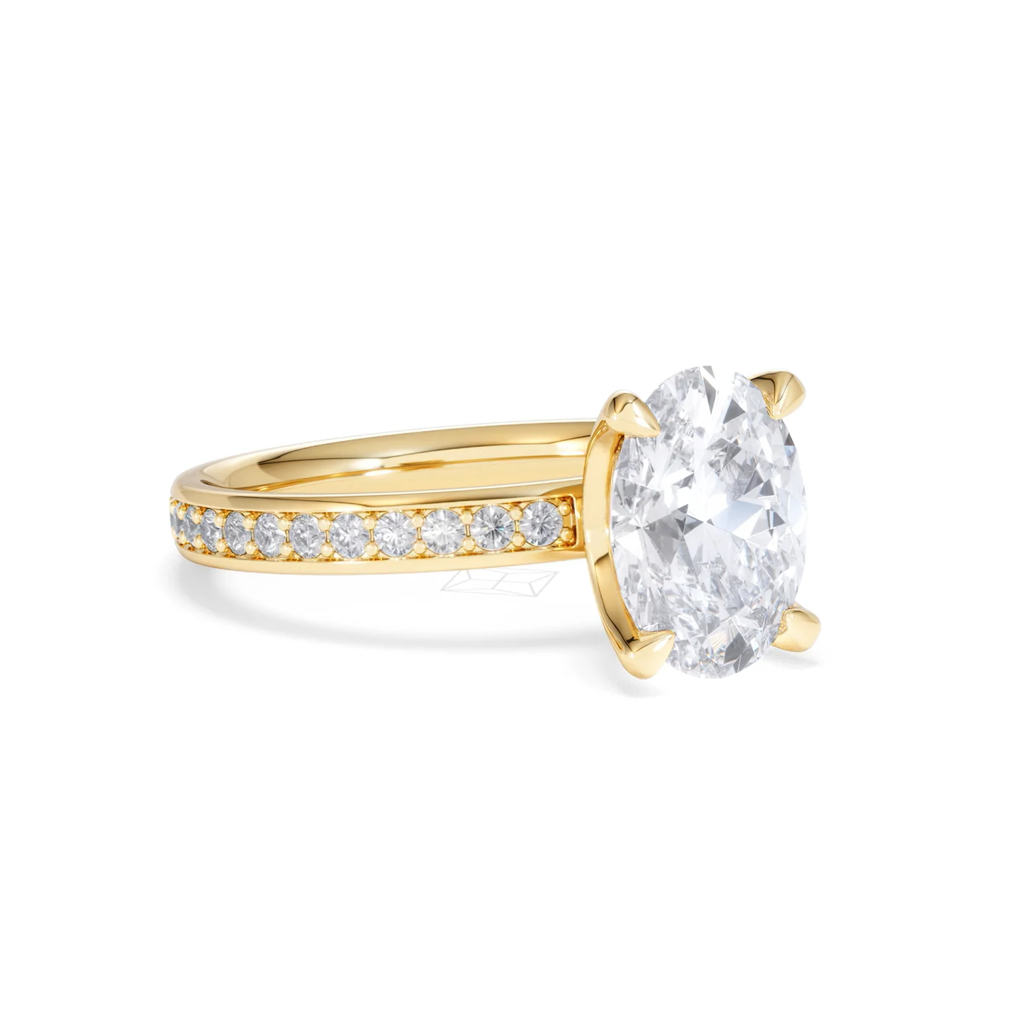 Origin 2.25ct Oval Cut Lab Diamond Solitaire Engagement Ring with Side Stones in 18K Yellow Gold - Image 14