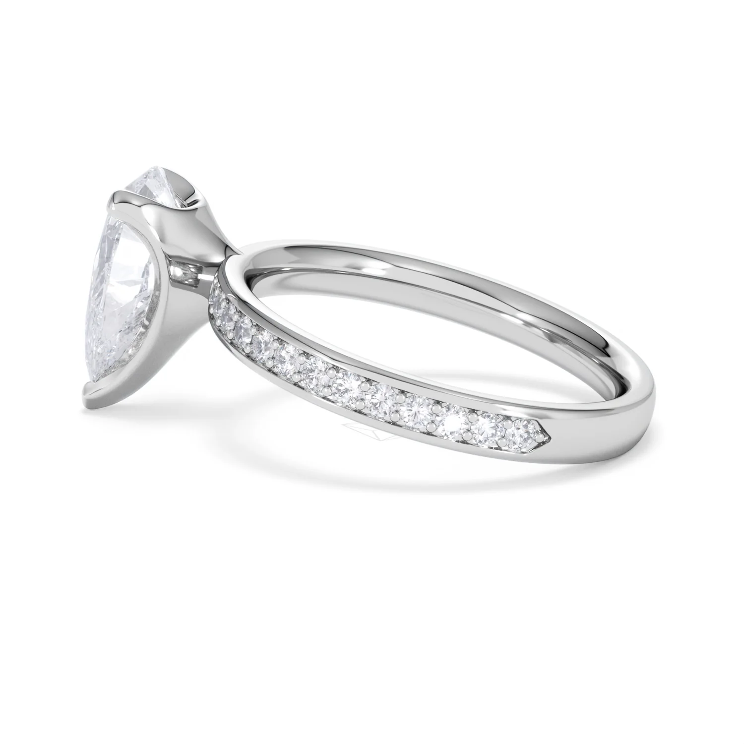 Origin 2.25ct Pear Cut Lab Diamond Solitaire Engagement Ring with Side Stones in 18K White Gold - Image 64