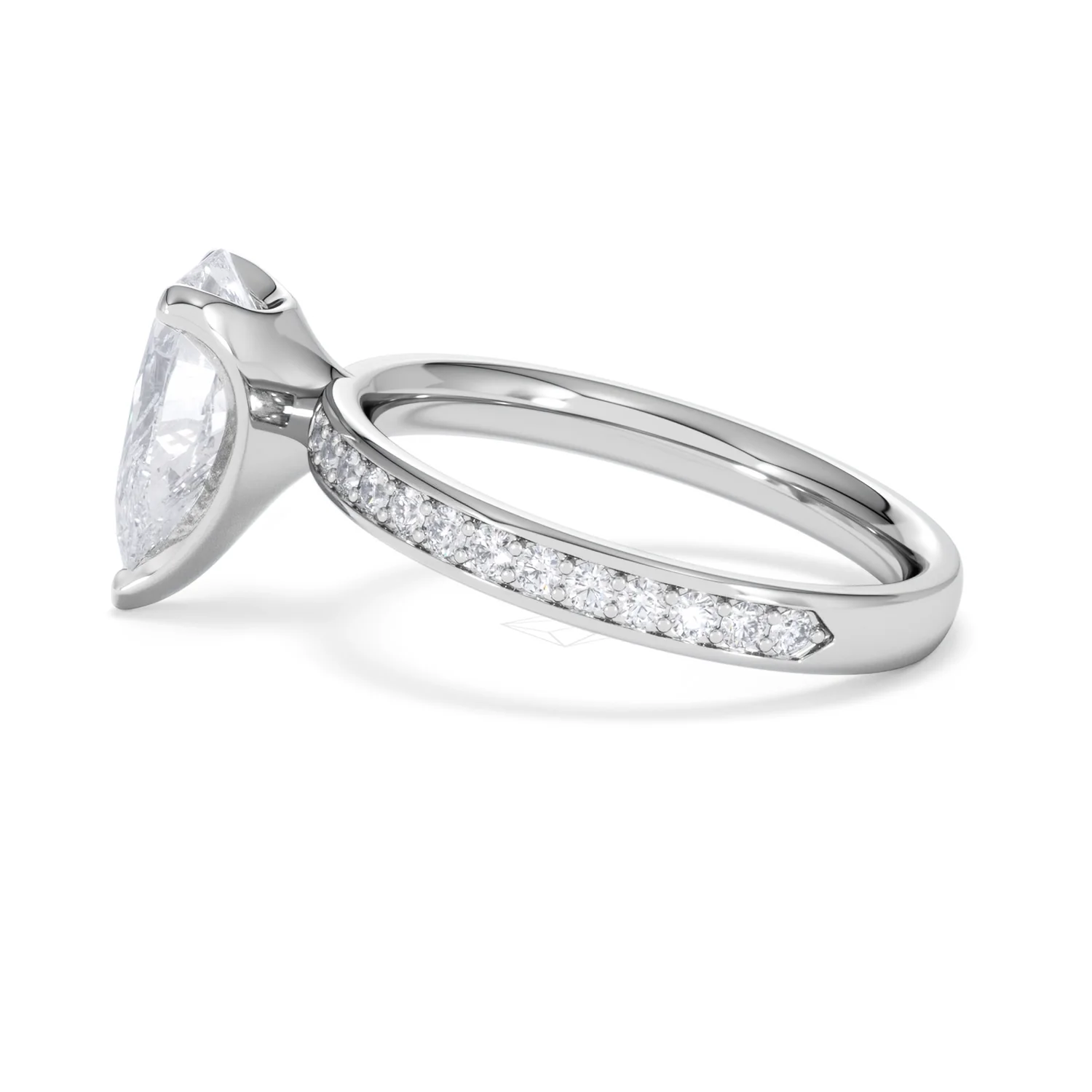 Origin 2.25ct Pear Cut Lab Diamond Solitaire Engagement Ring with Side Stones in 18K White Gold - Image 65