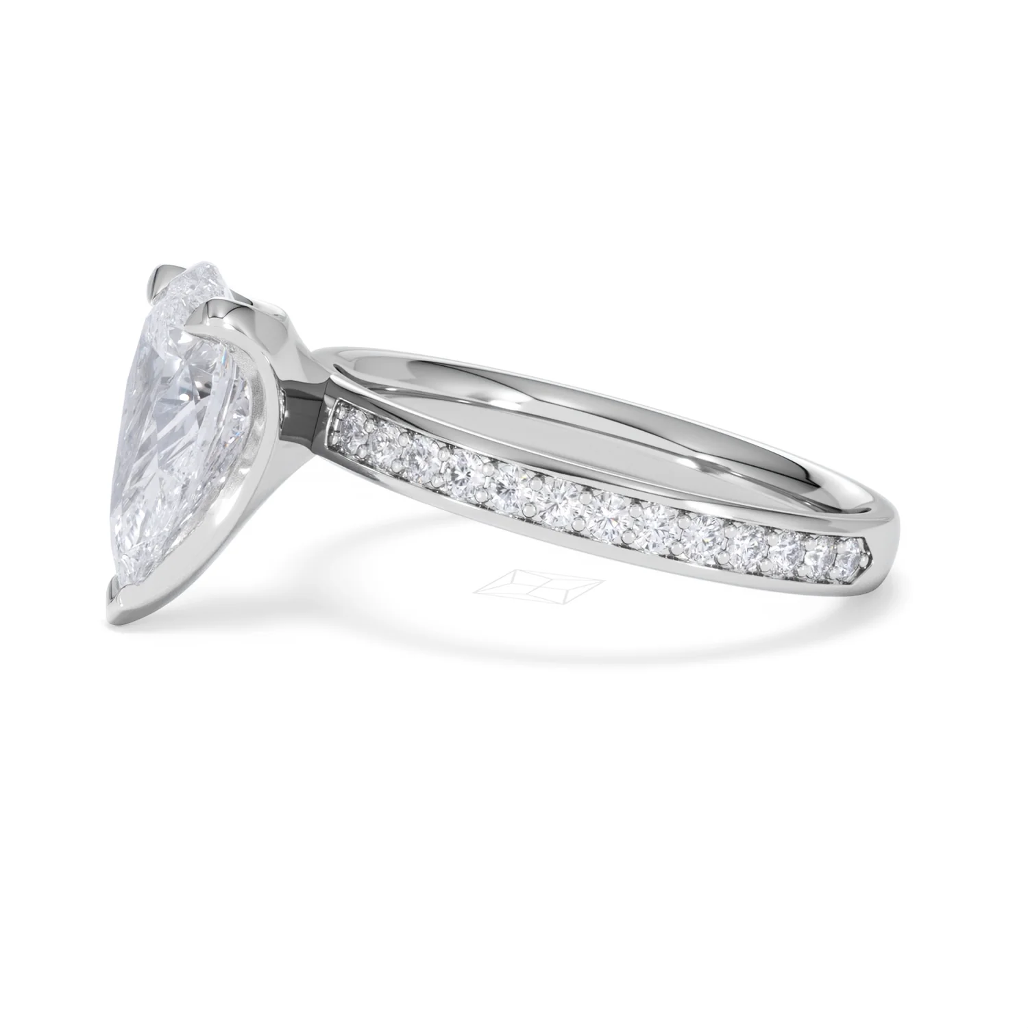Origin 2.25ct Pear Cut Lab Diamond Solitaire Engagement Ring with Side Stones in 18K White Gold - Image 71