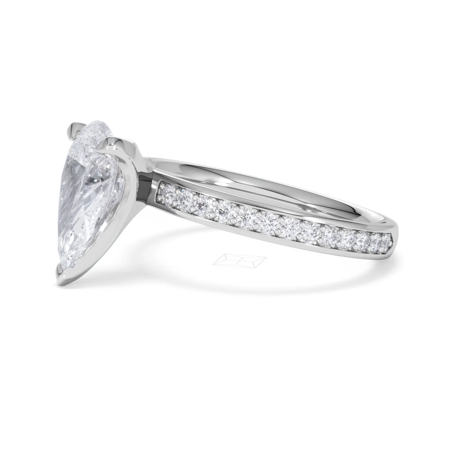 Origin 2.25ct Pear Cut Lab Diamond Solitaire Engagement Ring with Side Stones in 18K White Gold - Image 73