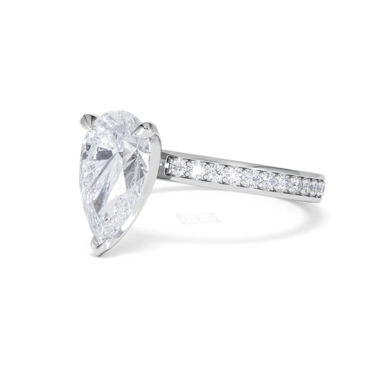 Origin 2.25ct Pear Cut Lab Diamond Solitaire Engagement Ring with Side Stones in 18K White Gold - Image 79