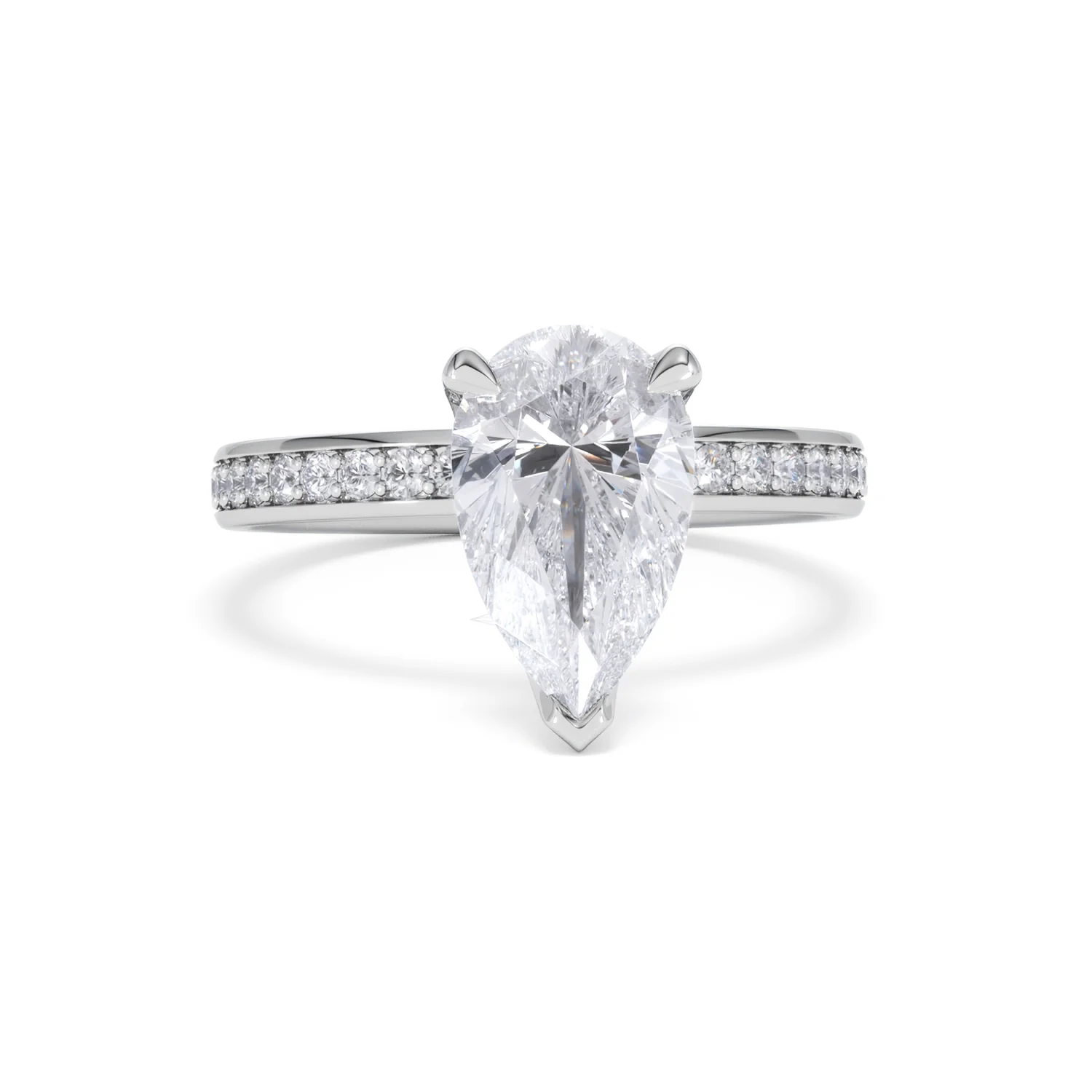 Origin 2.25ct Pear Cut Lab Diamond Solitaire Engagement Ring with Side Stones in 18K White Gold - Image 8