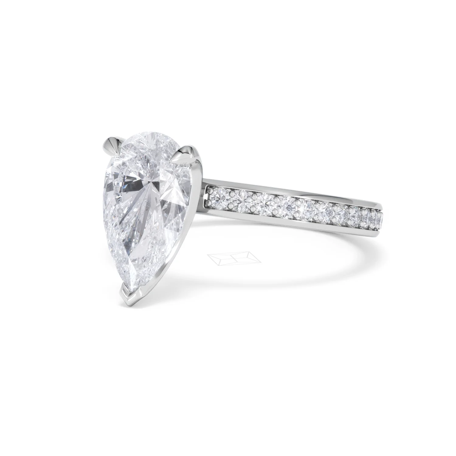 Origin 2.25ct Pear Cut Lab Diamond Solitaire Engagement Ring with Side Stones in 18K White Gold - Image 80