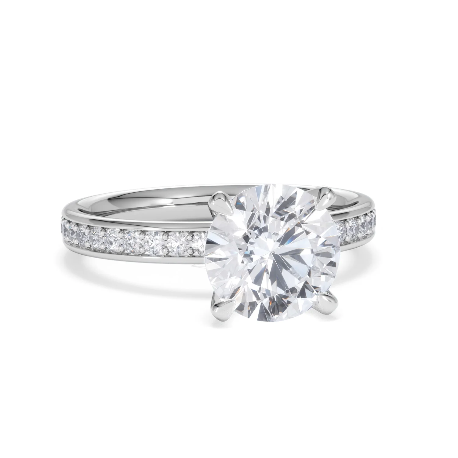 Origin 2.25ct Round Cut Lab Diamond Solitaire Engagement Ring with Side Stones in Platinum - Image 10
