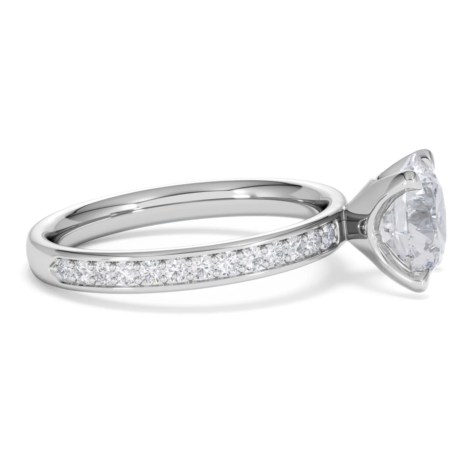 Origin 2.25ct Round Cut Lab Diamond Solitaire Engagement Ring with Side Stones in Platinum - Image 24
