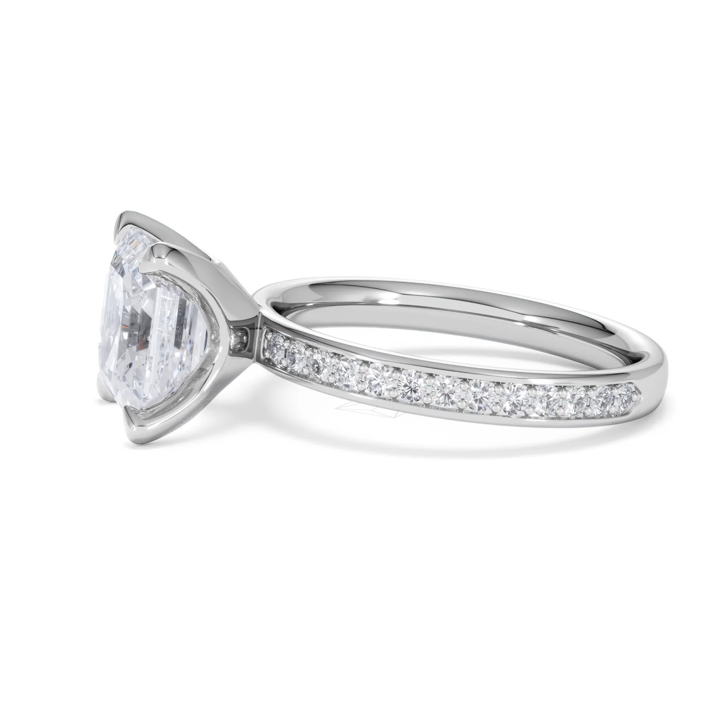 Origin 3.30ct Asscher Cut Lab Diamond Solitaire Engagement Ring with Side Stones in Platinum - Image 70