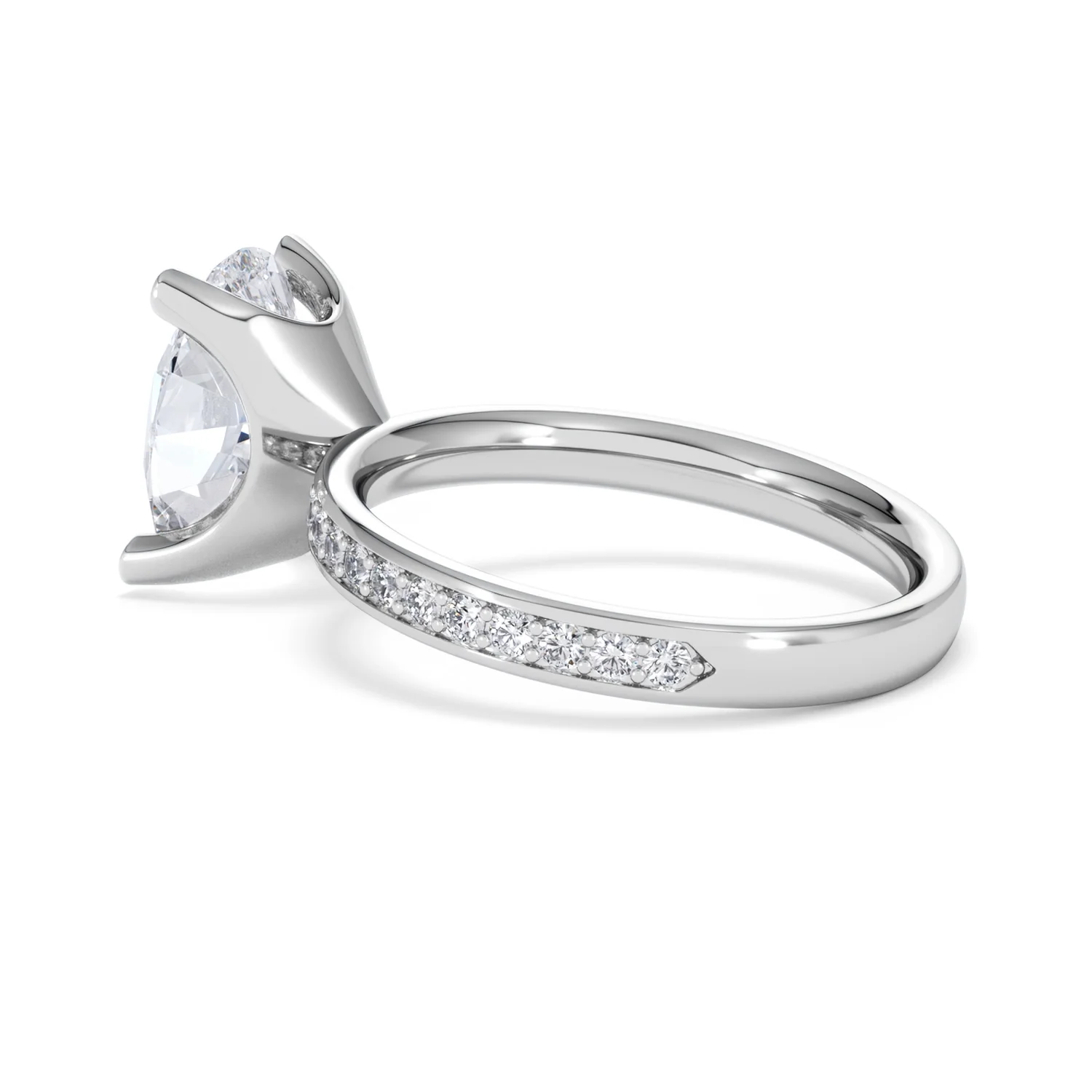 Origin 3.30ct Oval Cut Lab Diamond Solitaire Engagement Ring with Side Stones in Platinum - Image 60