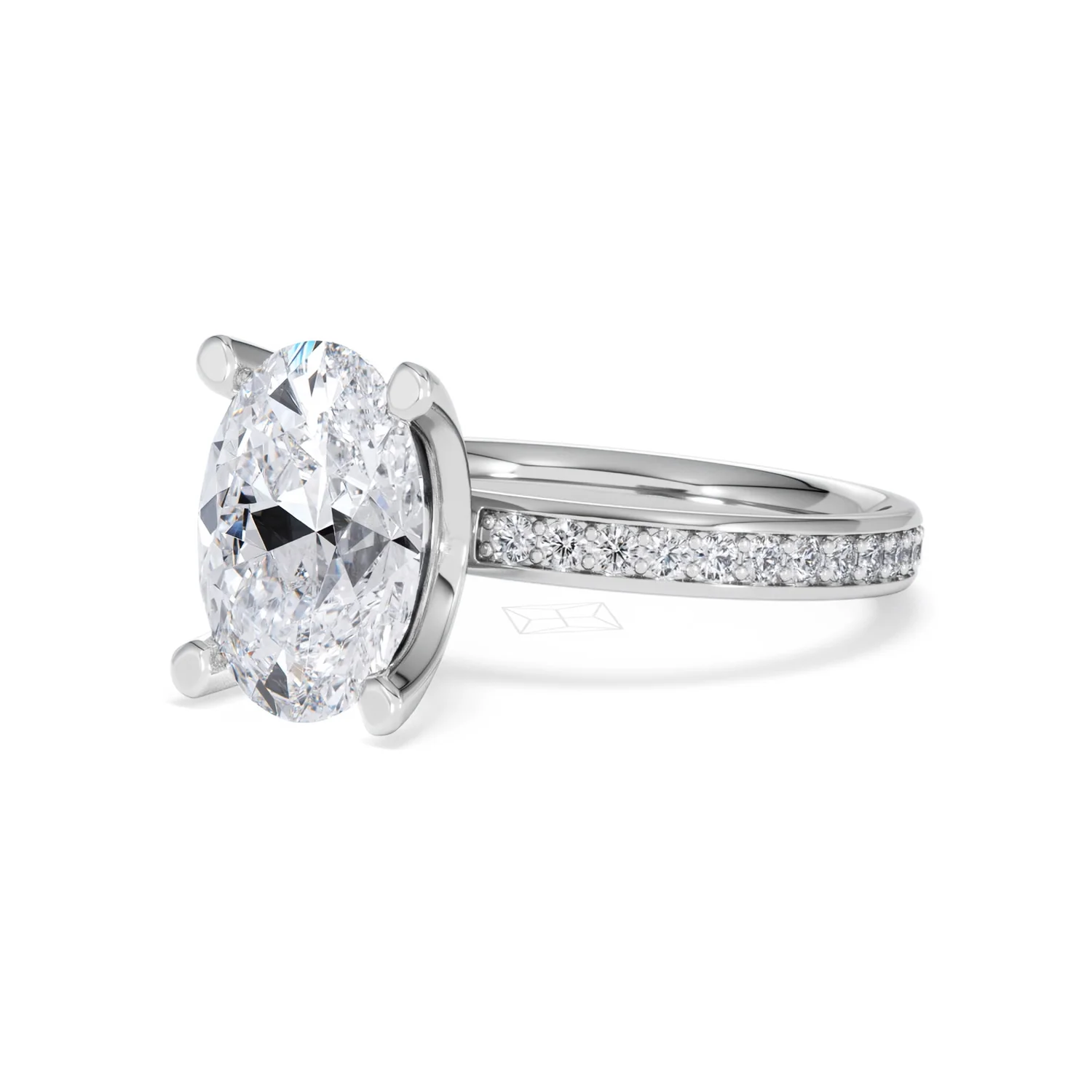 Origin 3.30ct Oval Cut Lab Diamond Solitaire Engagement Ring with Side Stones in Platinum - Image 79
