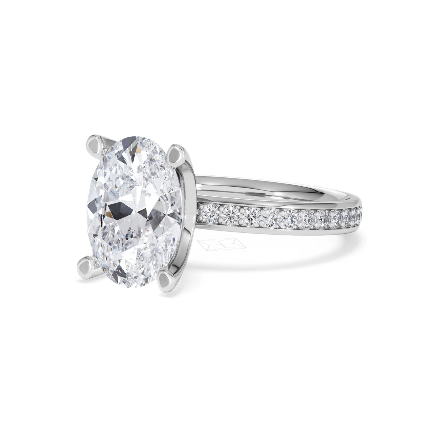 Origin 3.30ct Oval Cut Lab Diamond Solitaire Engagement Ring with Side Stones in Platinum - Image 80