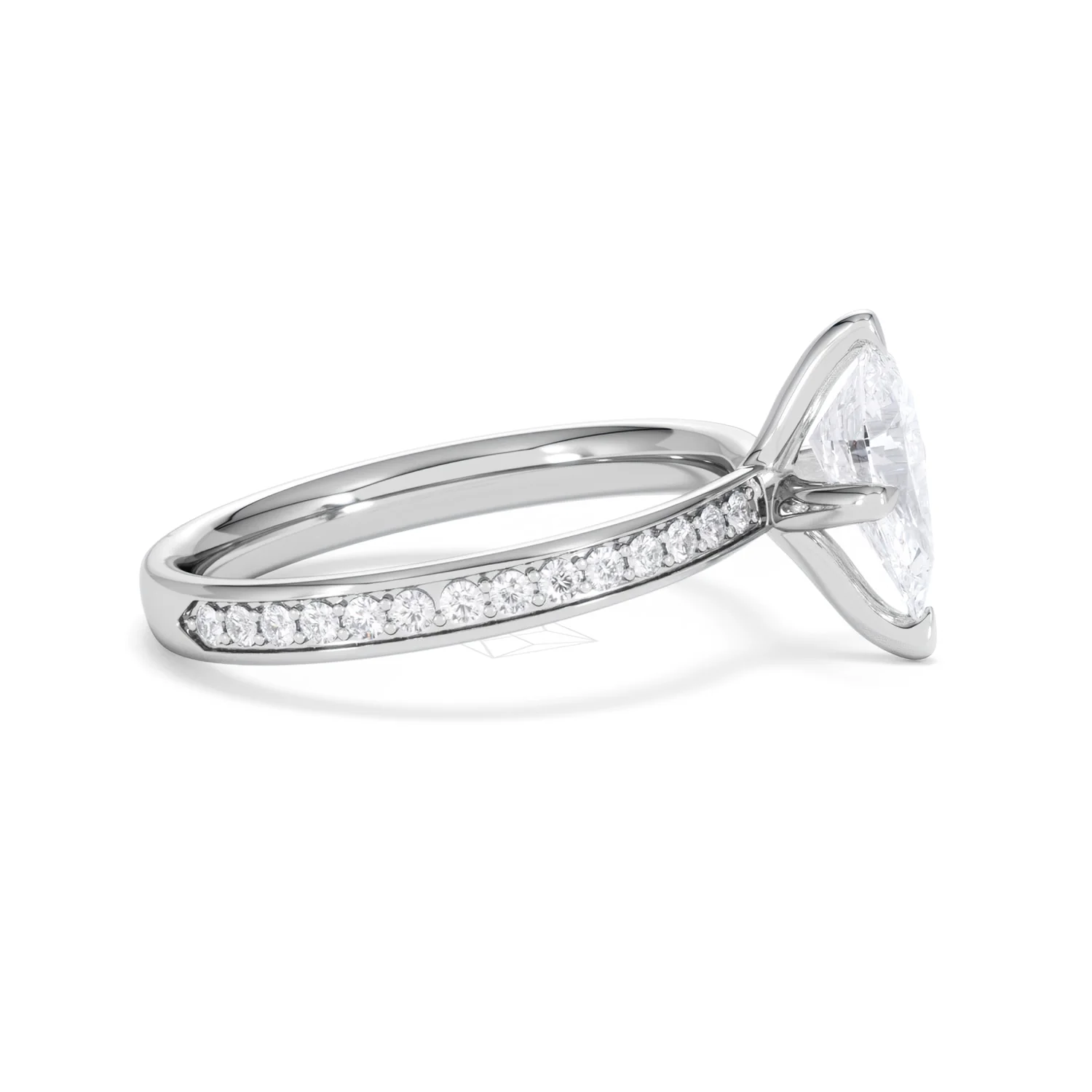 Origin Twist 1.00ct Pear Cut Lab Diamond Solitaire Engagement Ring with Side Stones in Platinum - Image 24
