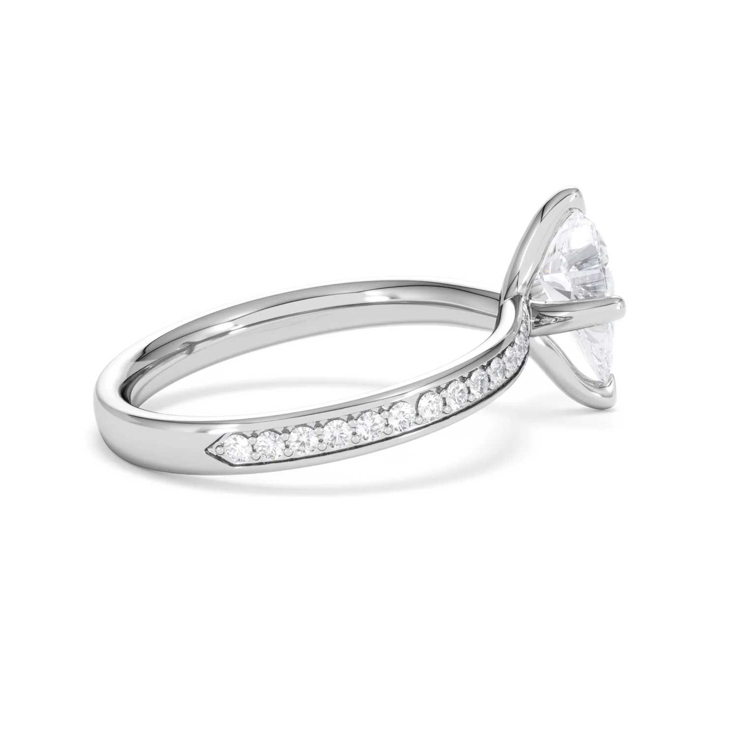 Origin Twist 1.00ct Pear Cut Lab Diamond Solitaire Engagement Ring with Side Stones in Platinum - Image 31