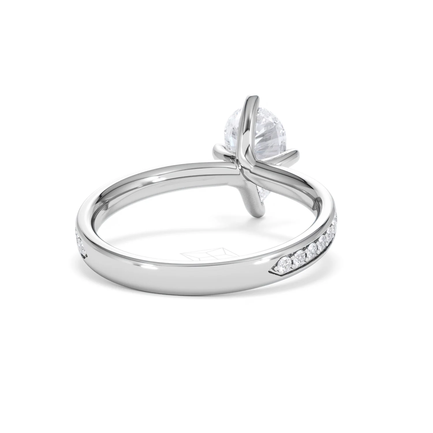 Origin Twist 1.00ct Pear Cut Lab Diamond Solitaire Engagement Ring with Side Stones in Platinum - Image 43