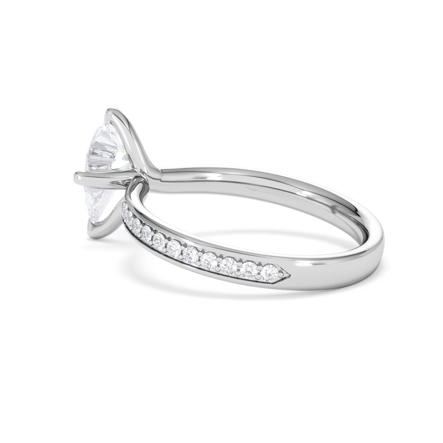 Origin Twist 1.00ct Pear Cut Lab Diamond Solitaire Engagement Ring with Side Stones in Platinum - Image 60