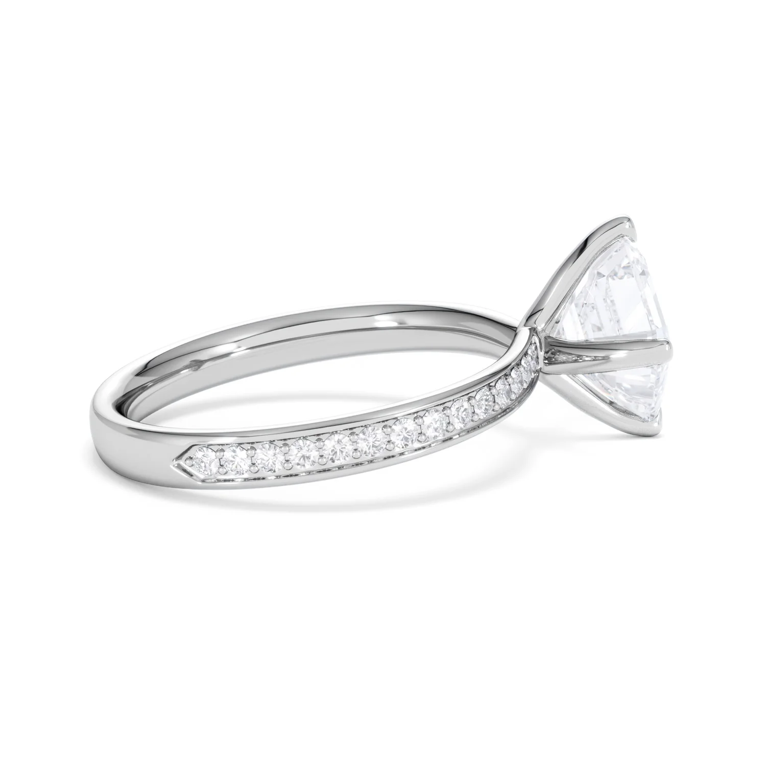 Origin Twist 2.00ct Asscher Cut Lab Diamond Solitaire Engagement Ring with Side Stones in Platinum - Image 31