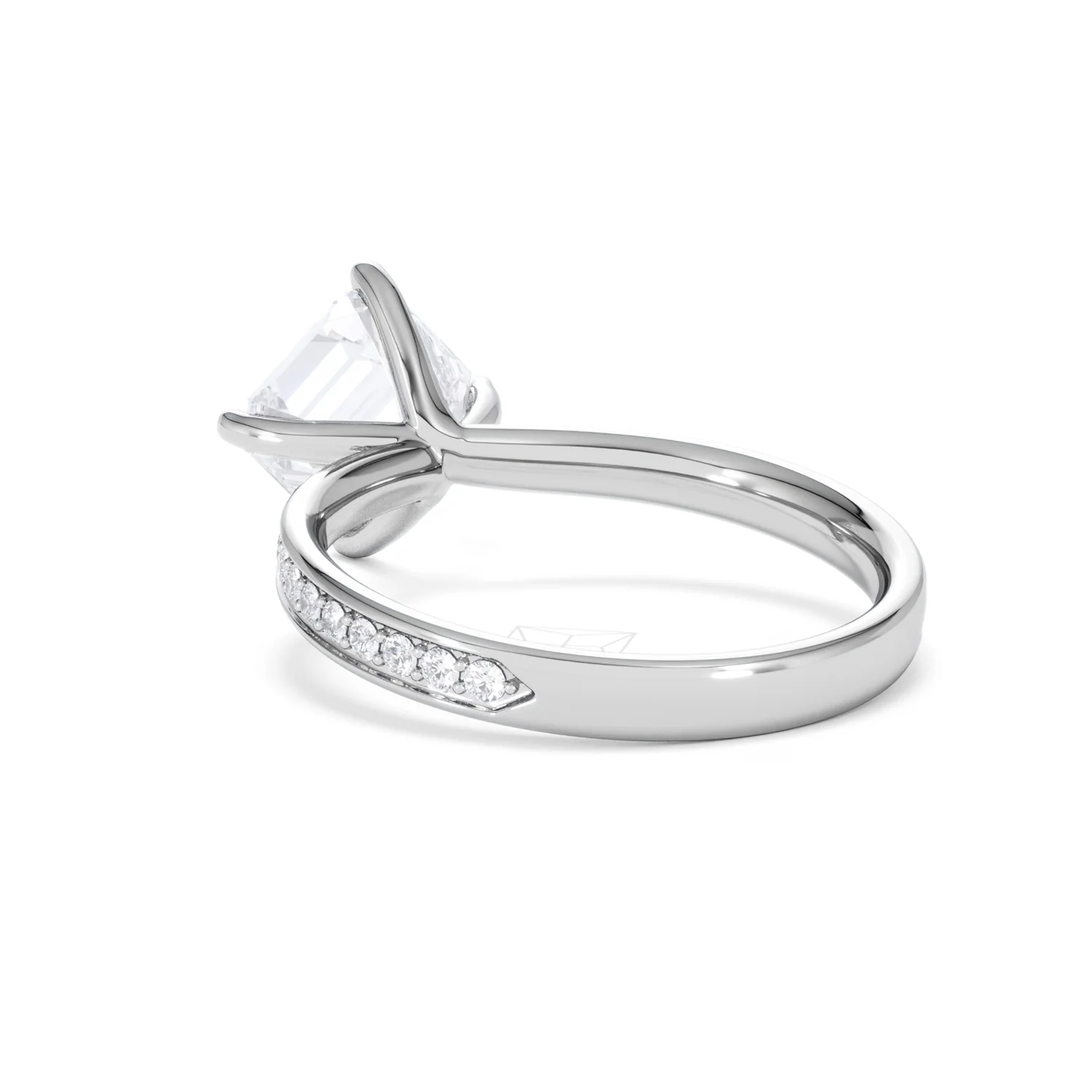 Origin Twist 2.00ct Asscher Cut Lab Diamond Solitaire Engagement Ring with Side Stones in Platinum - Image 56