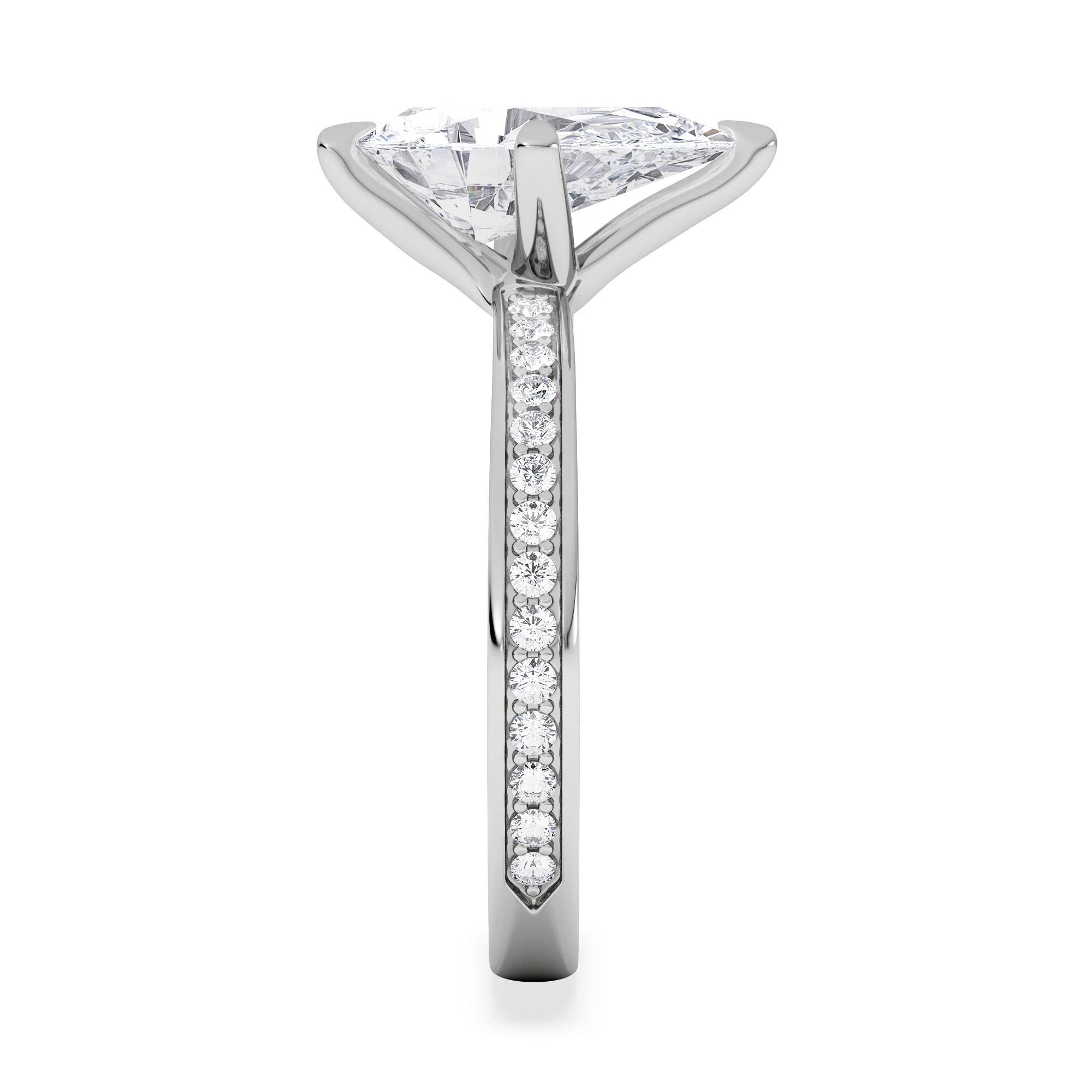 Origin Twist 2.00ct Pear Cut Lab Diamond Solitaire Engagement Ring with Side Stones in 18K White Gold - Image 5