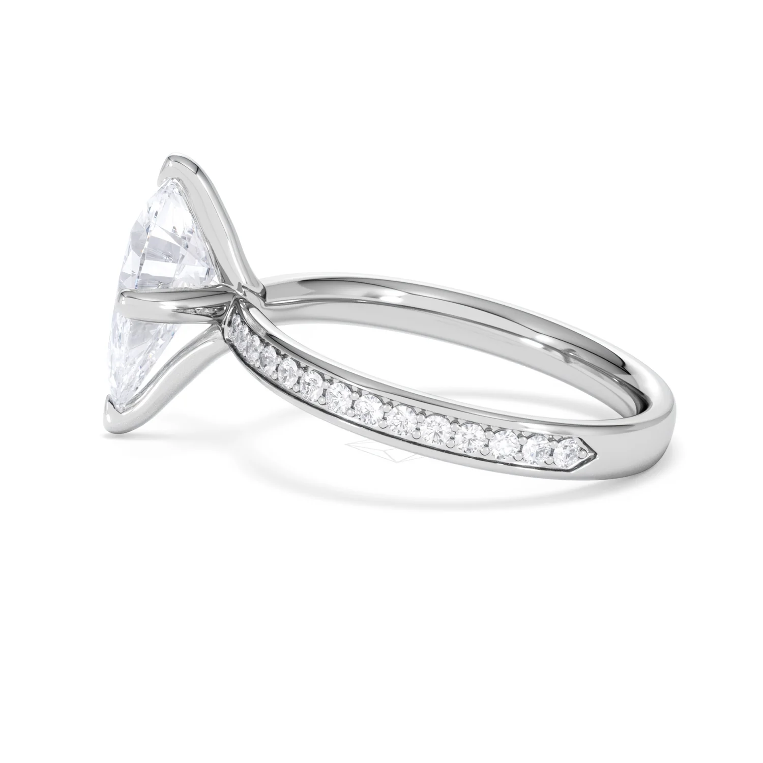 Origin Twist 2.00ct Pear Cut Lab Diamond Solitaire Engagement Ring with Side Stones in 18K White Gold - Image 67