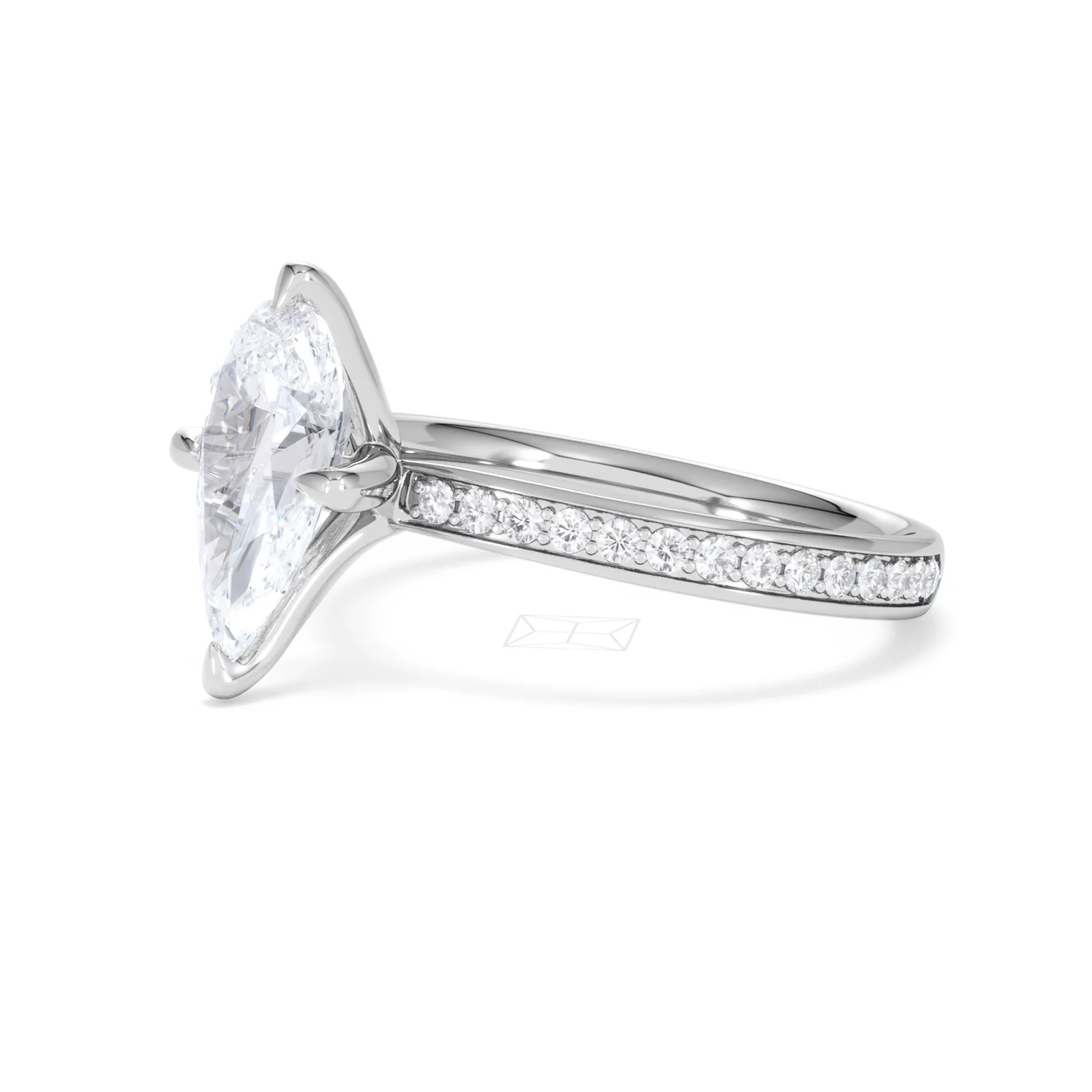Origin Twist 2.00ct Pear Cut Lab Diamond Solitaire Engagement Ring with Side Stones in 18K White Gold - Image 77